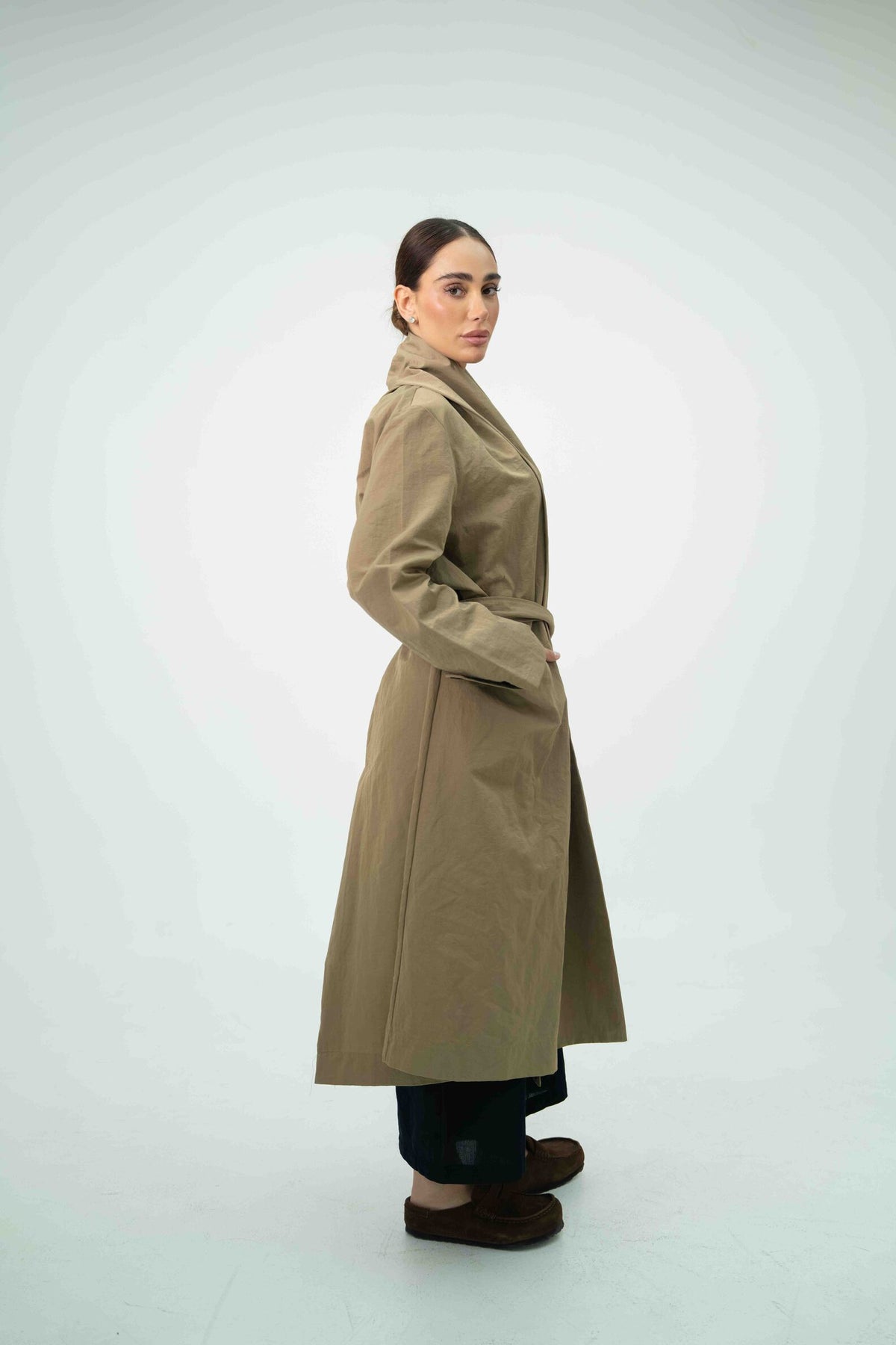 Beige Trench Coat Abaya – 2060
