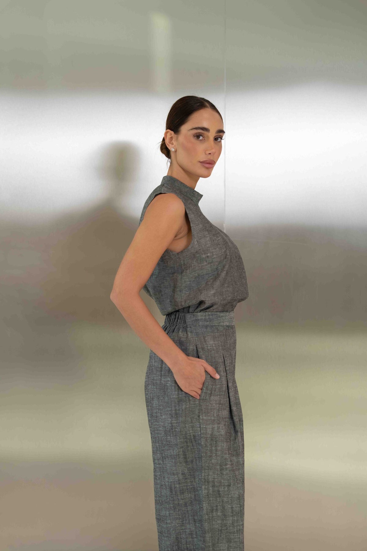 Grey Linen Set – 2057