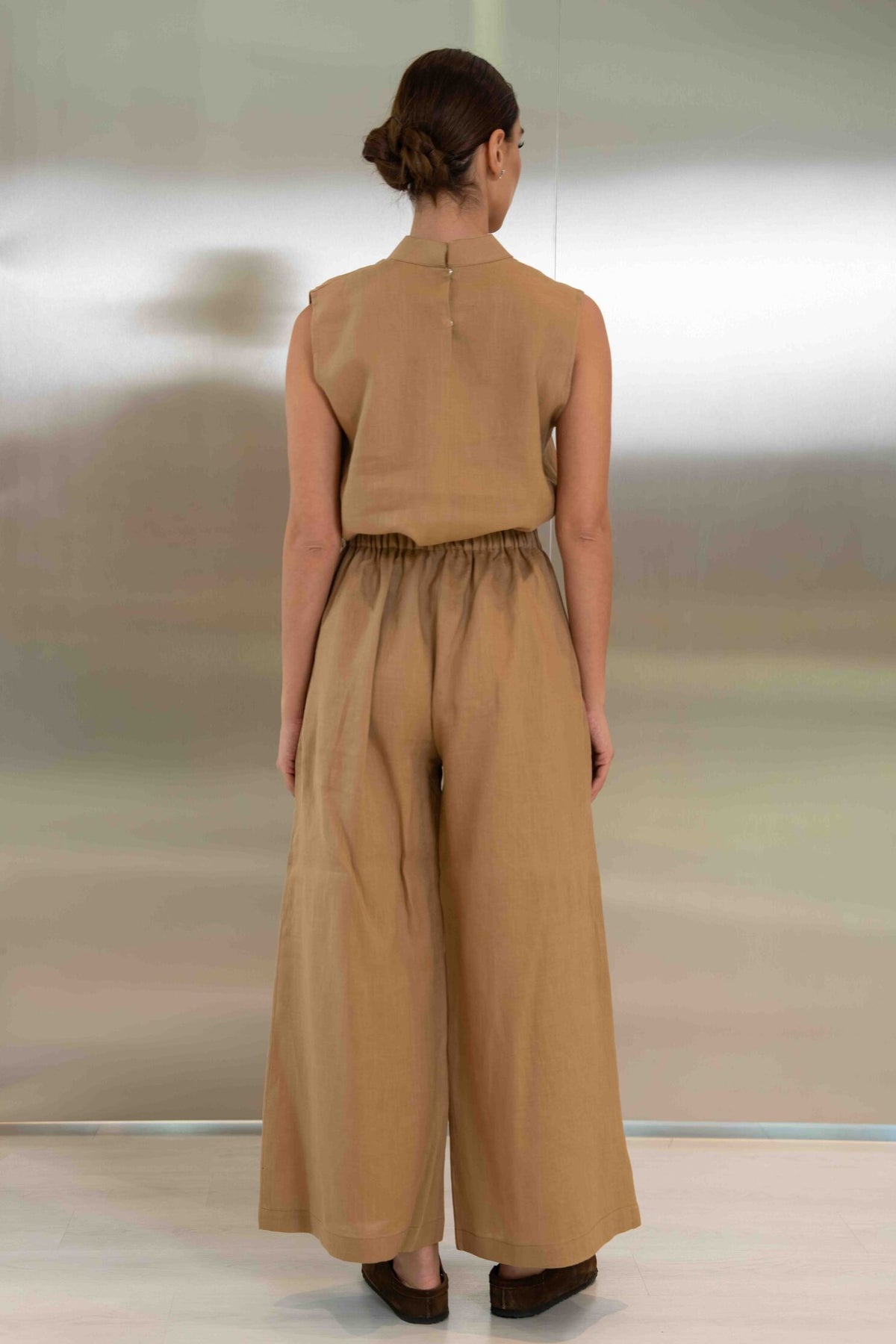 Beige Linen Pants & Blouse Set – 2058