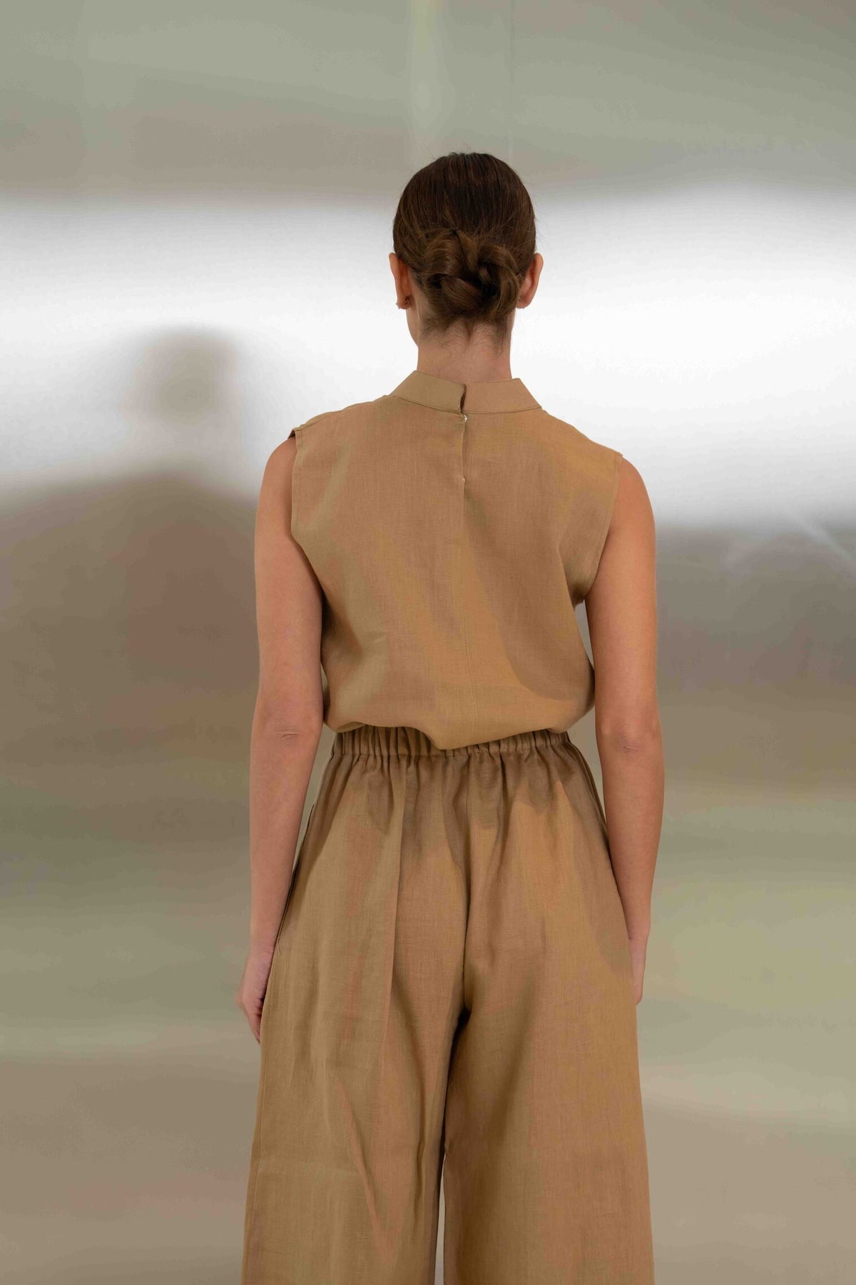Beige Linen Pants & Blouse Set – 2058
