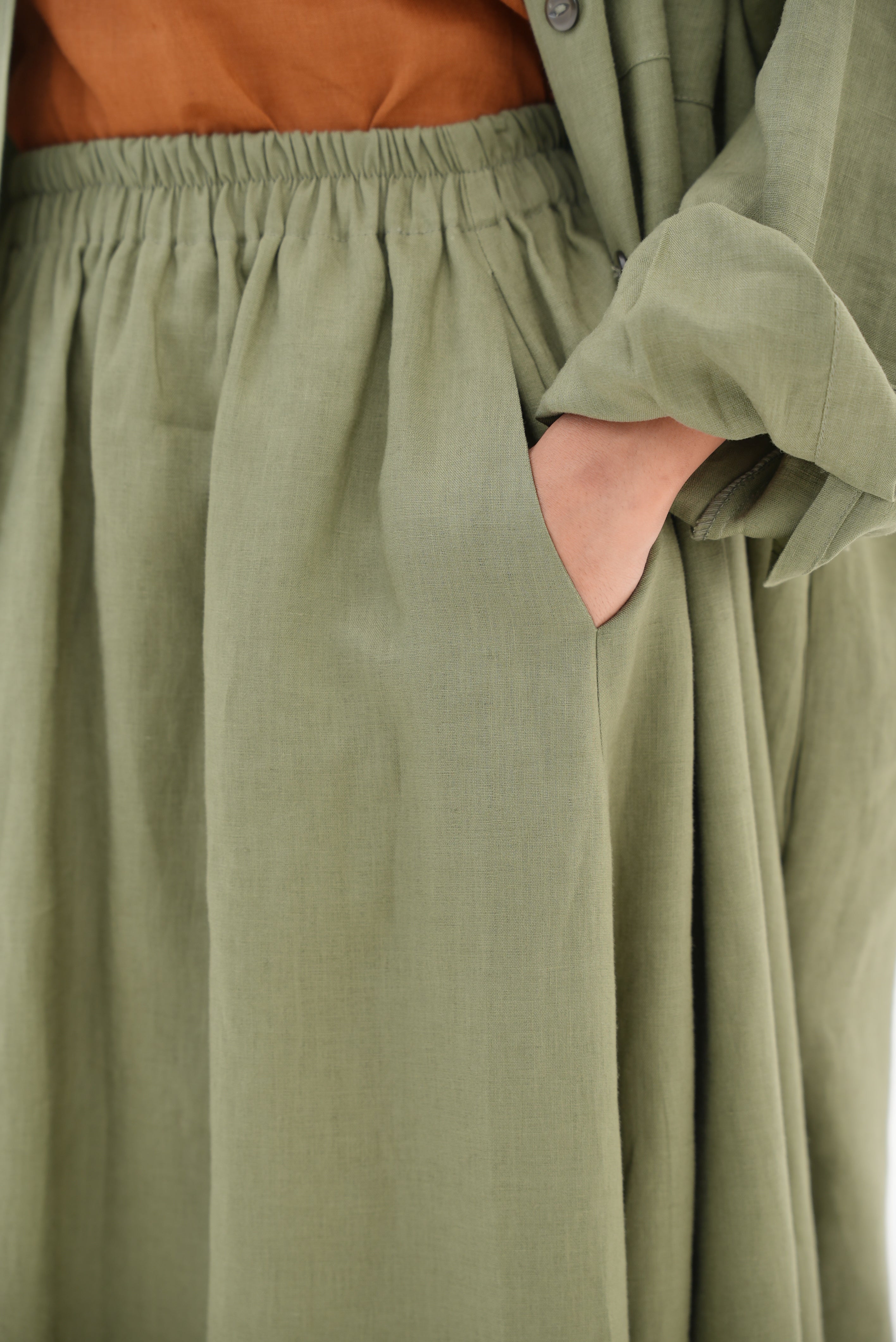 Olive Green linen Abaya-1966