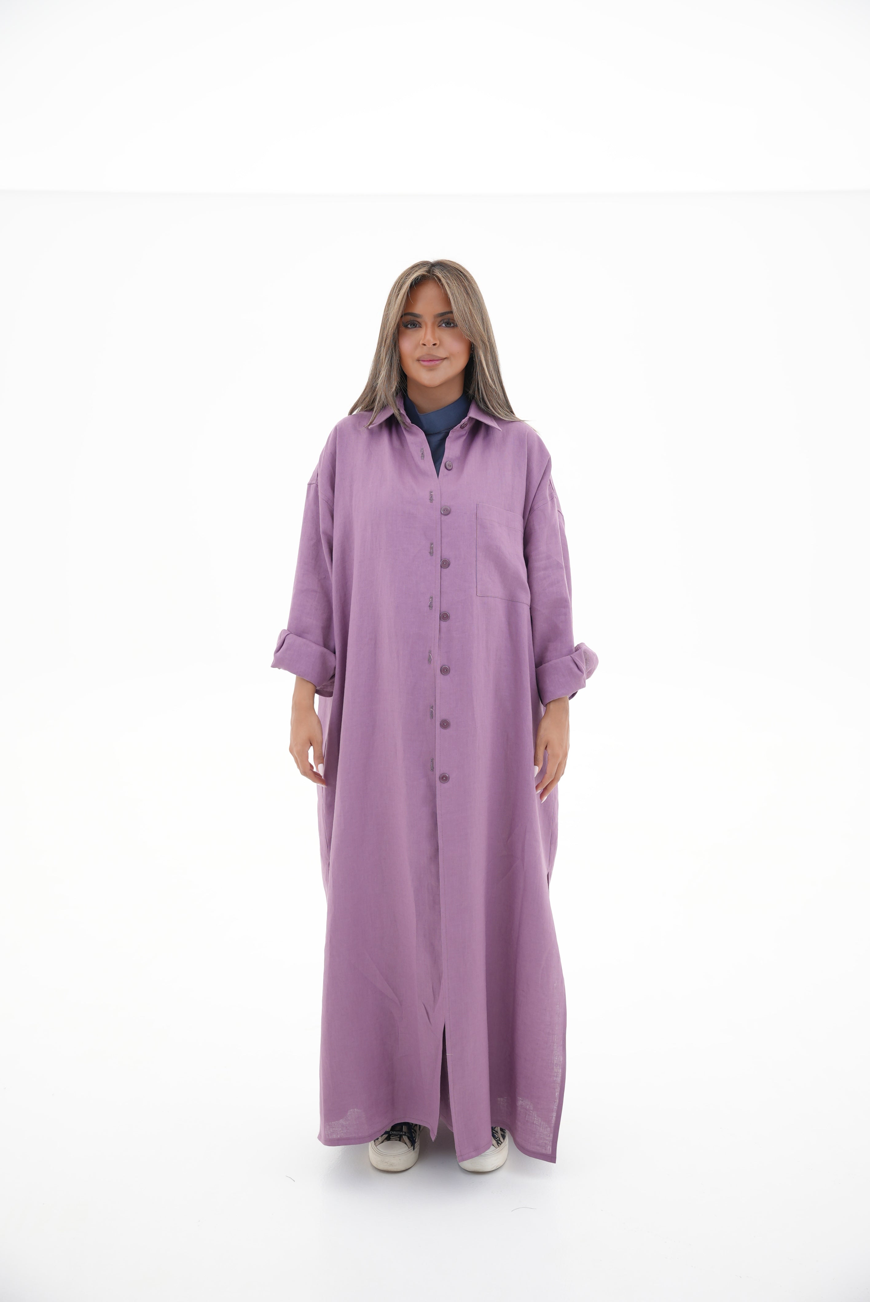 Purple linen  Abaya -1968