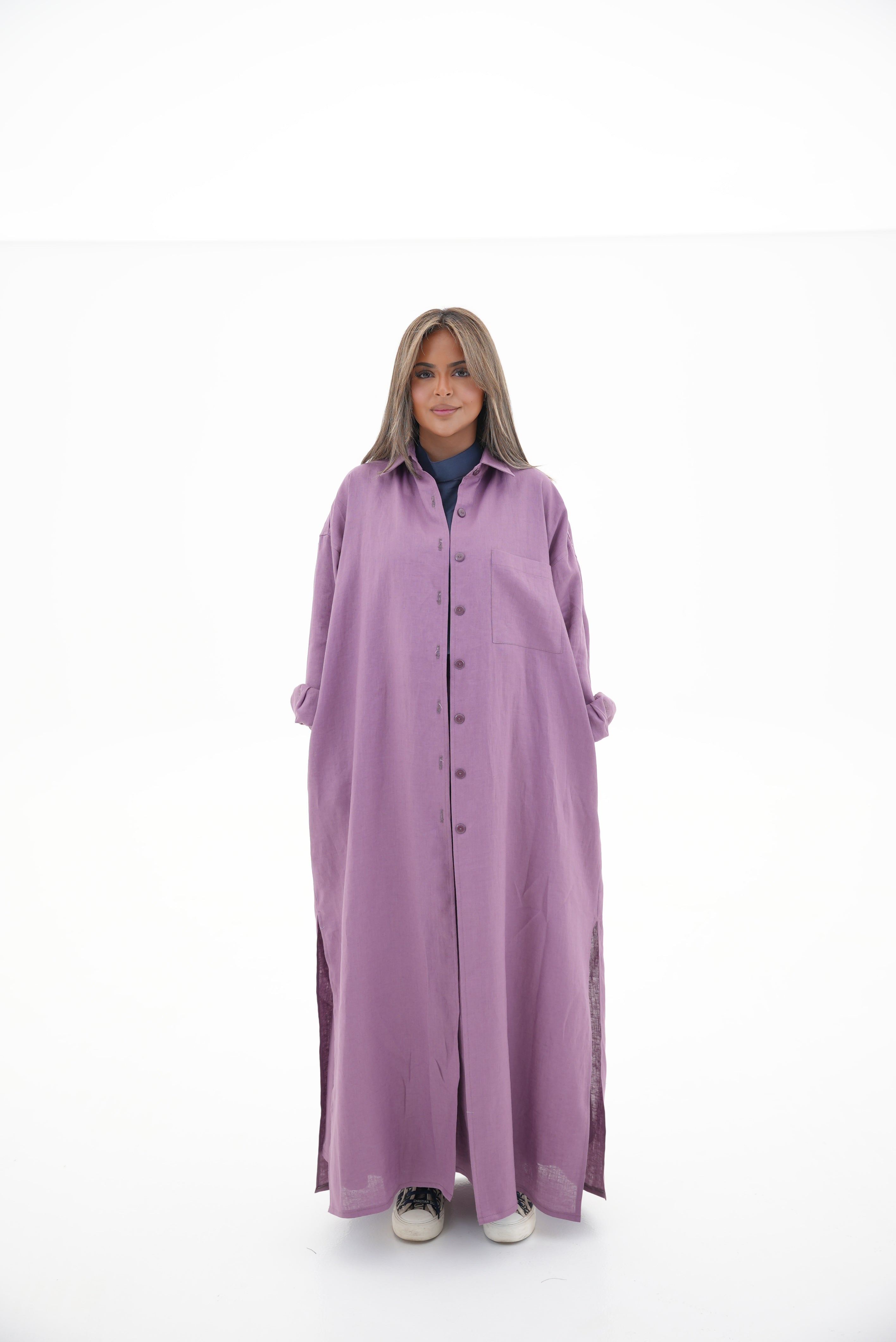 Purple linen  Abaya -1968