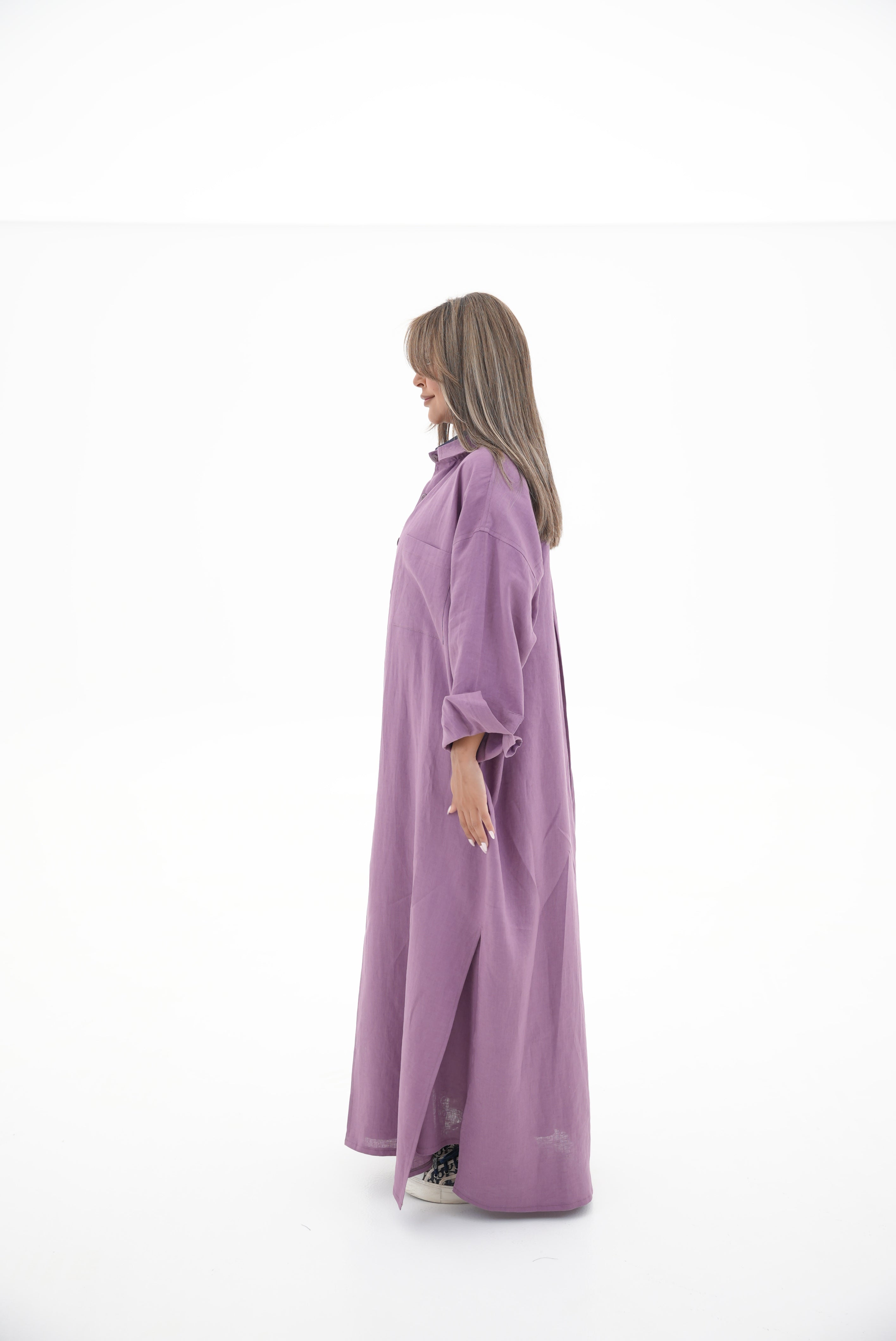 Purple linen  Abaya -1968