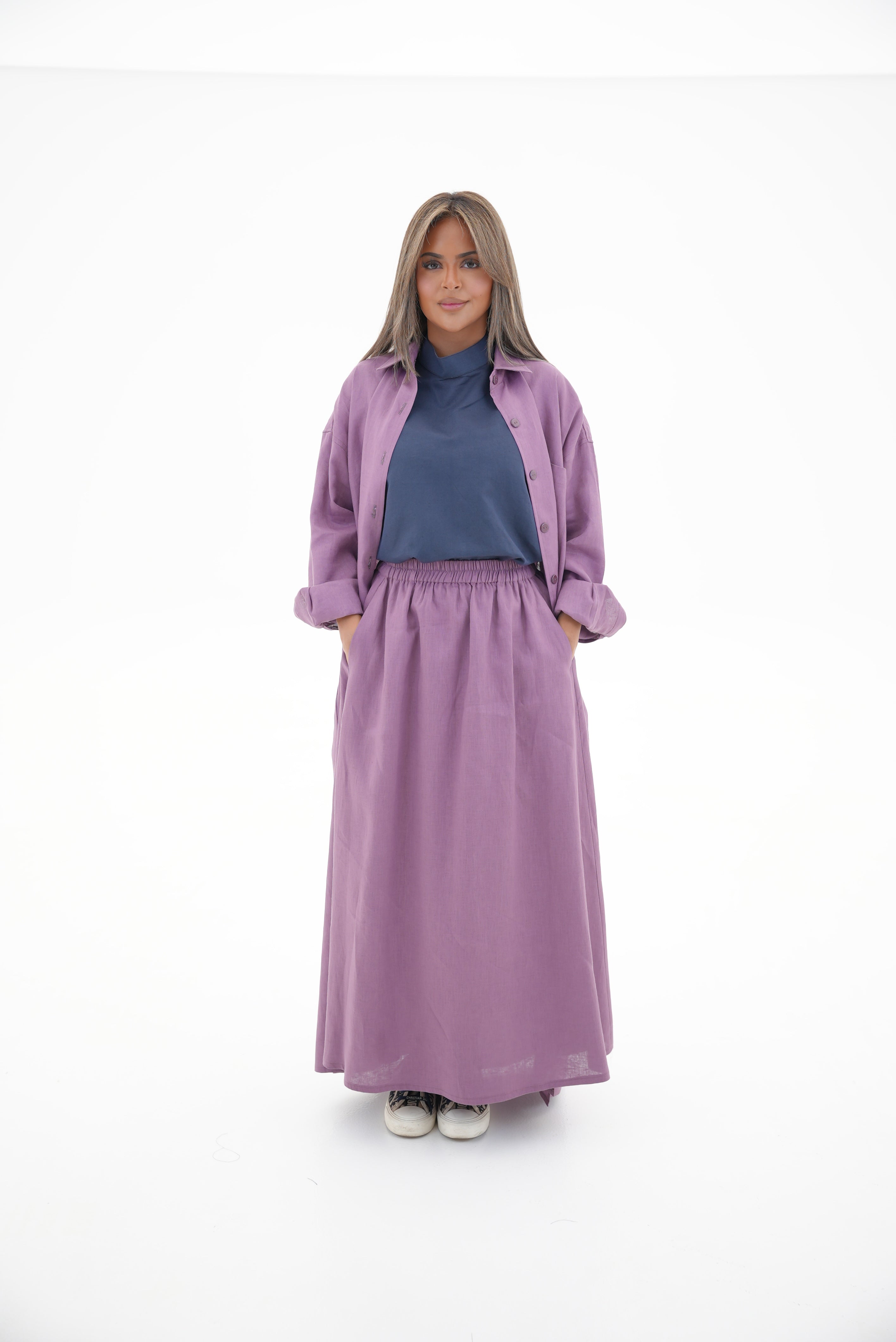 Purple linen  Abaya -1968