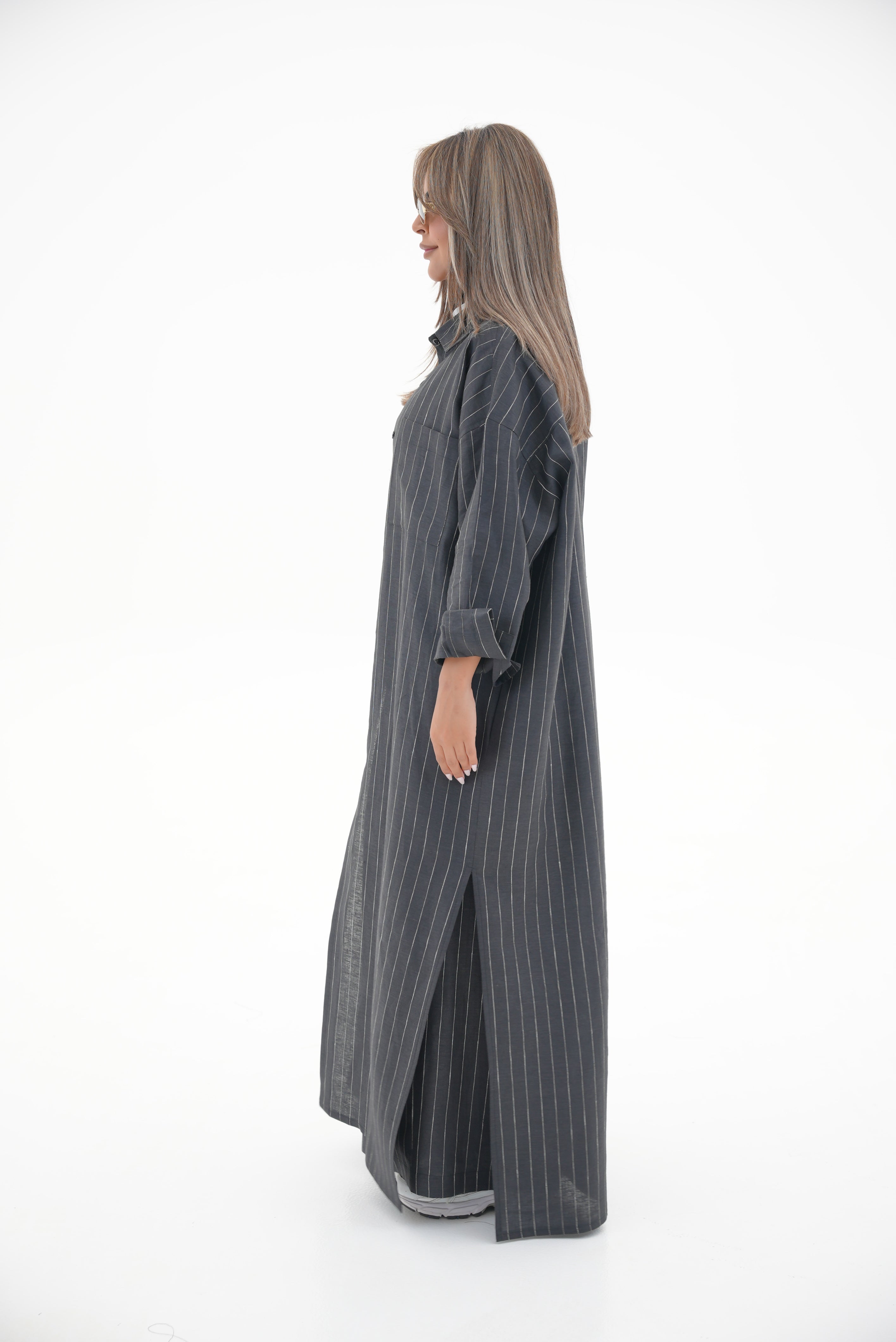 Black Striped Linen Set(full set)-1986