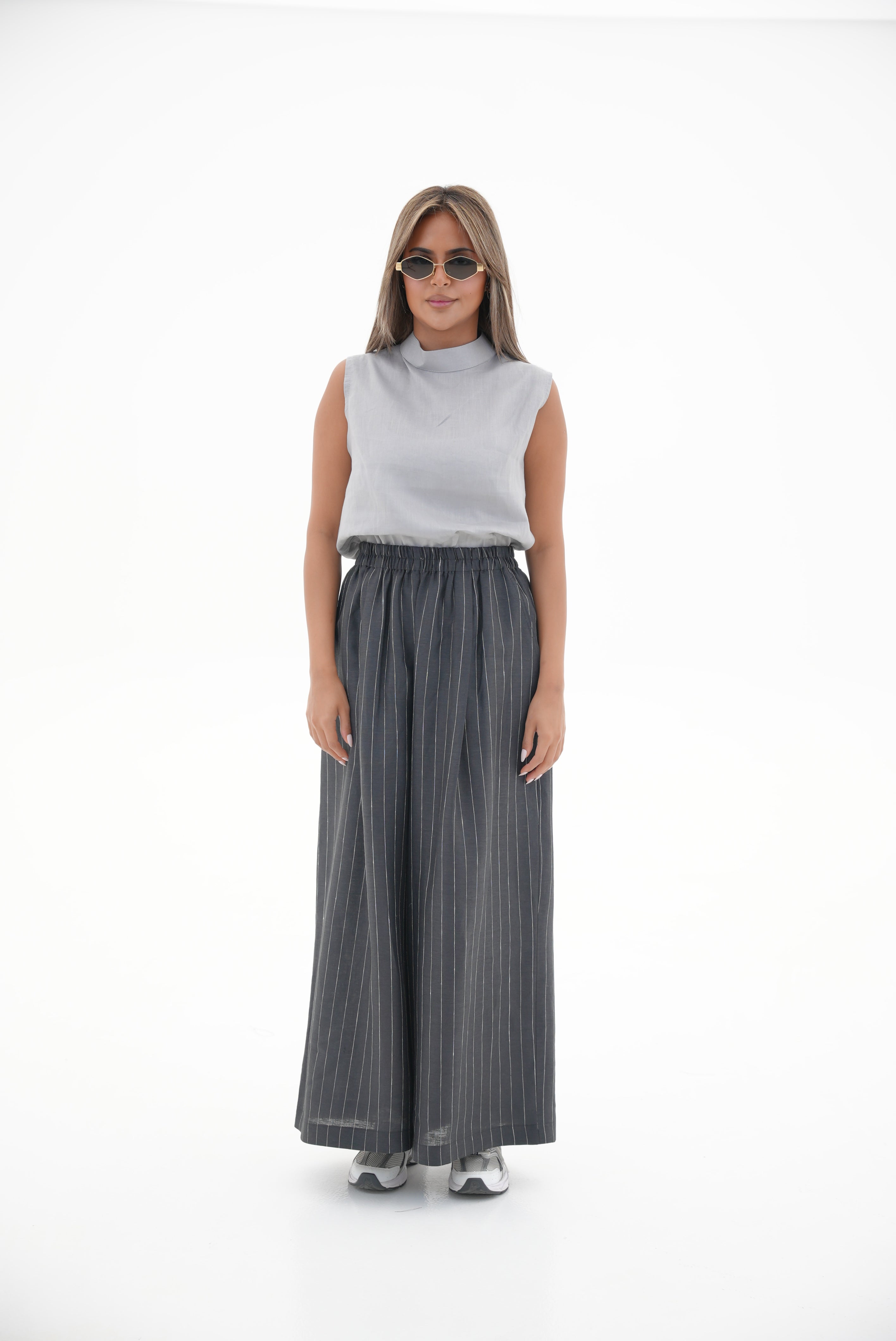Black Striped Linen Set(full set)-1986