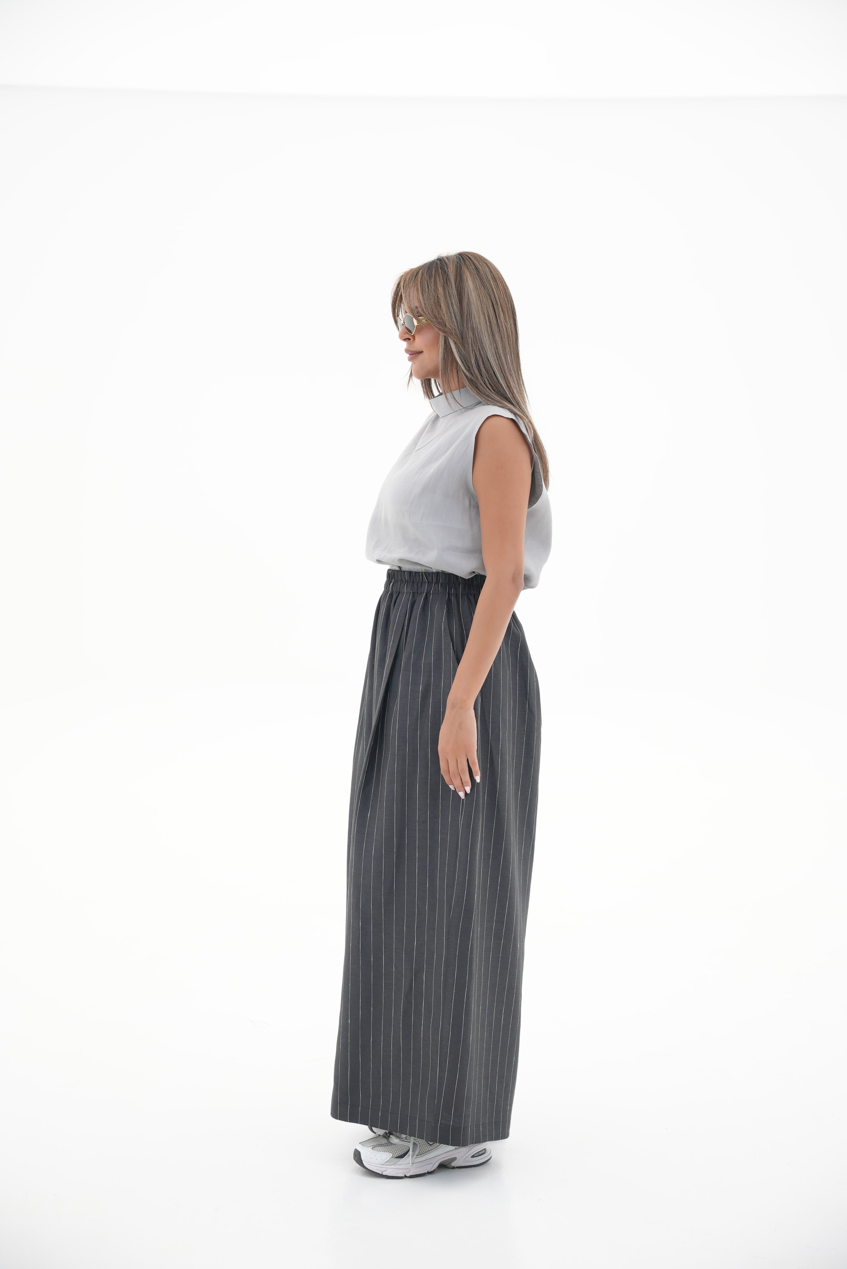 Black Striped Linen Set(full set)-1986
