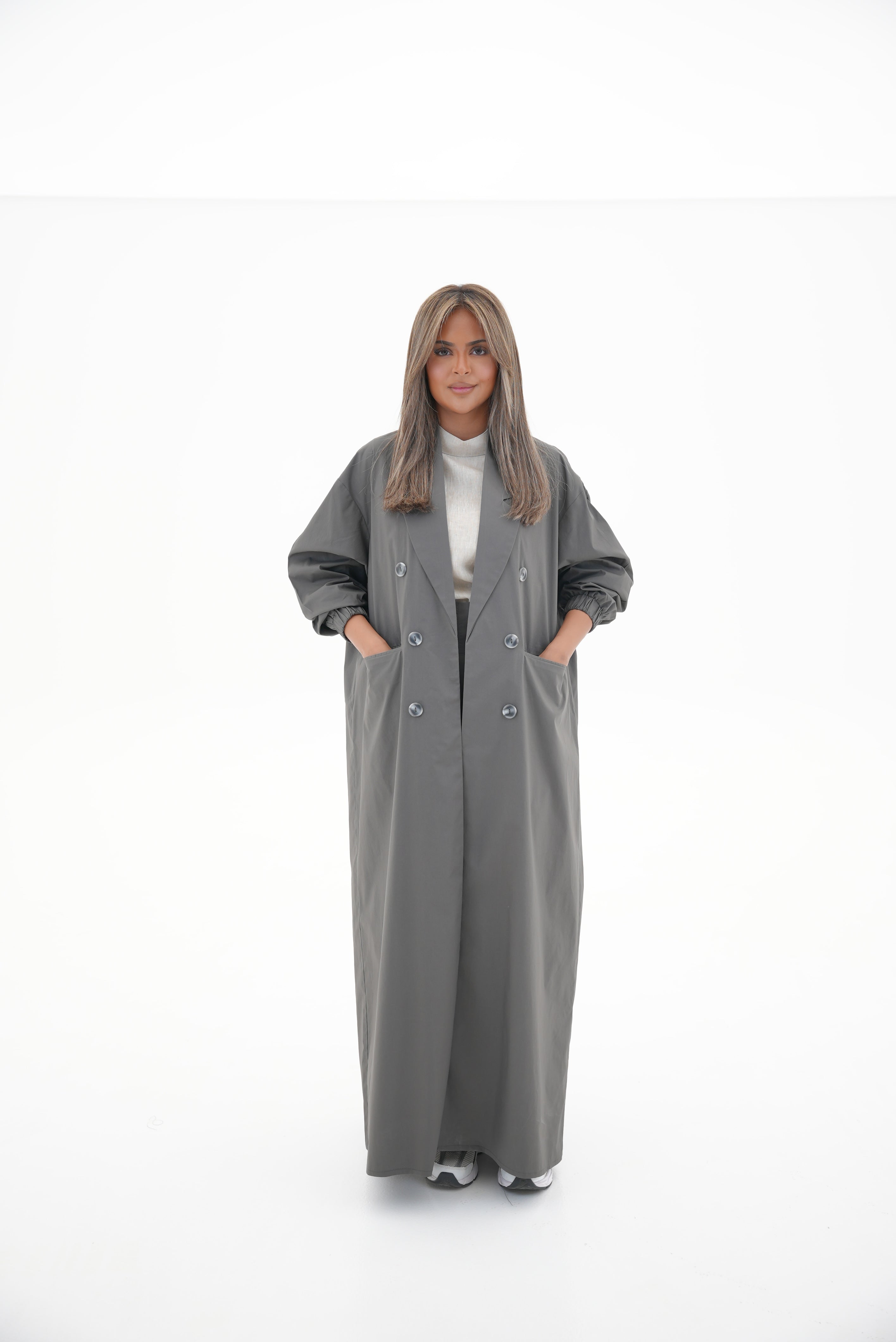Grey Trench Coat Abaya-1960