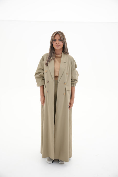 Beige Trench Coat Abaya-1962