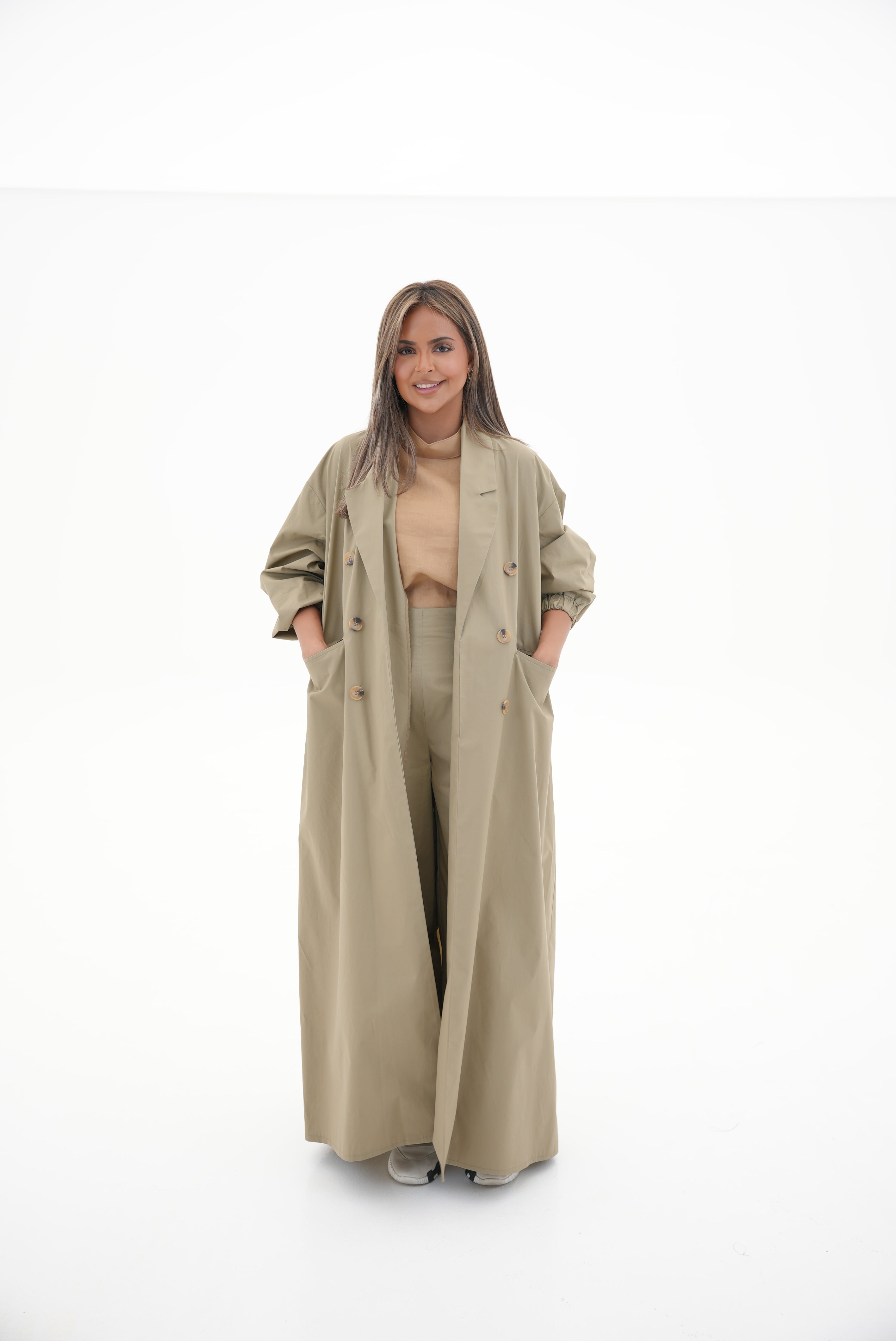Beige Trench Coat Abaya-1962