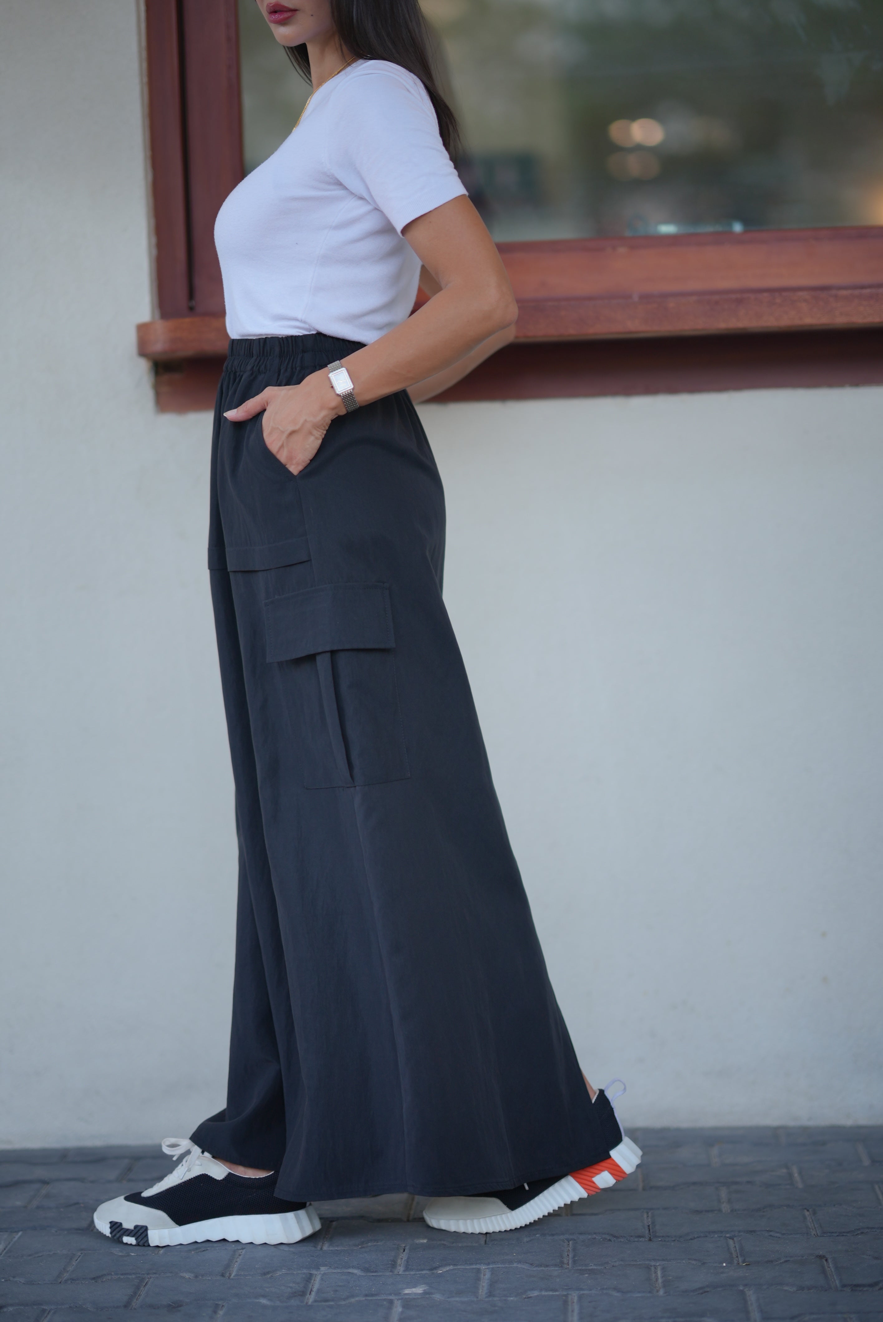 Black Trench Skirt with Side Pocket