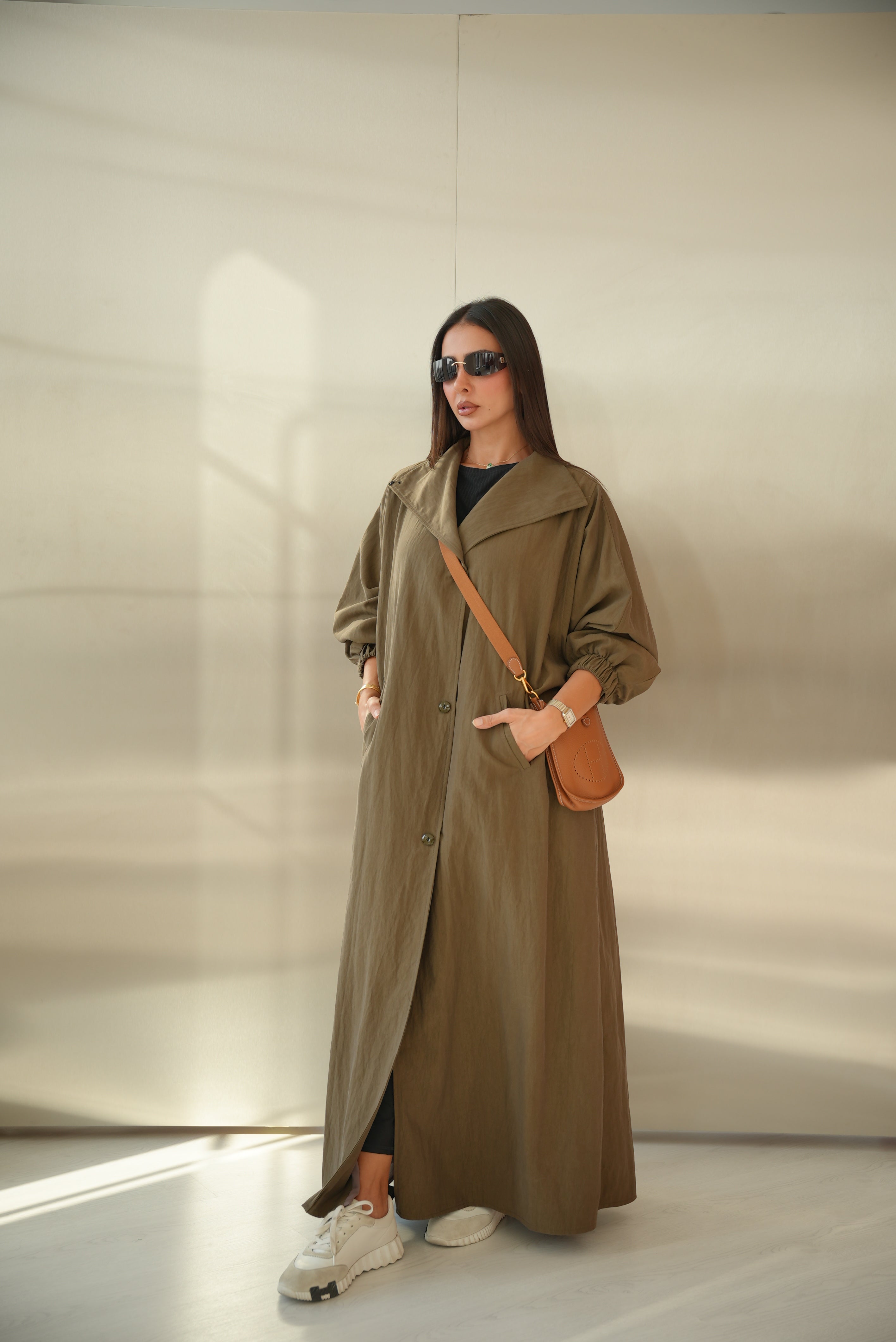 Brown Trench Coat Abaya-2012