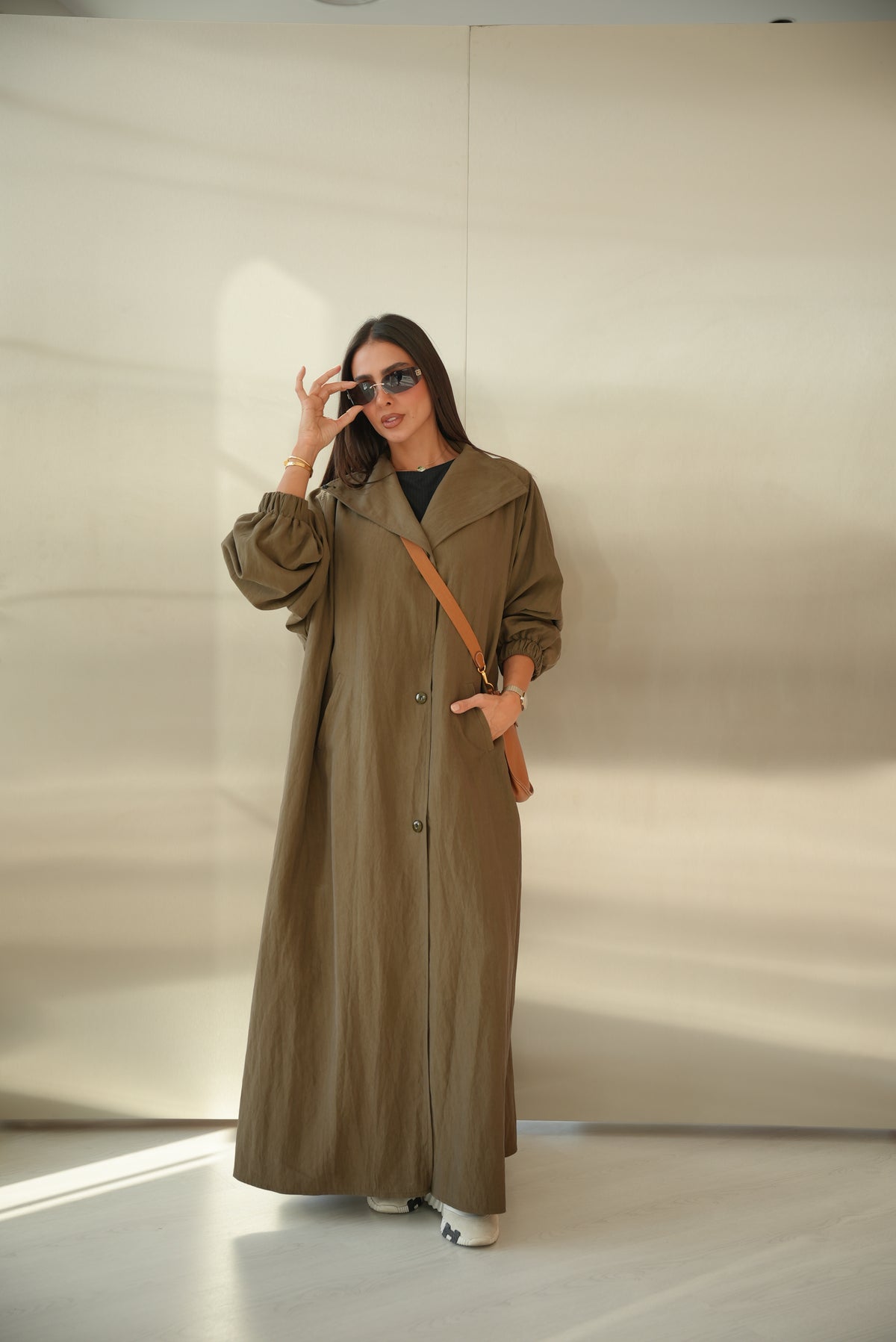 Brown Trench Coat Abaya-2012