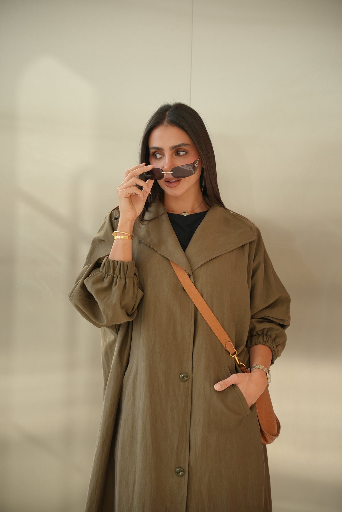 Brown Trench Coat Abaya-2012