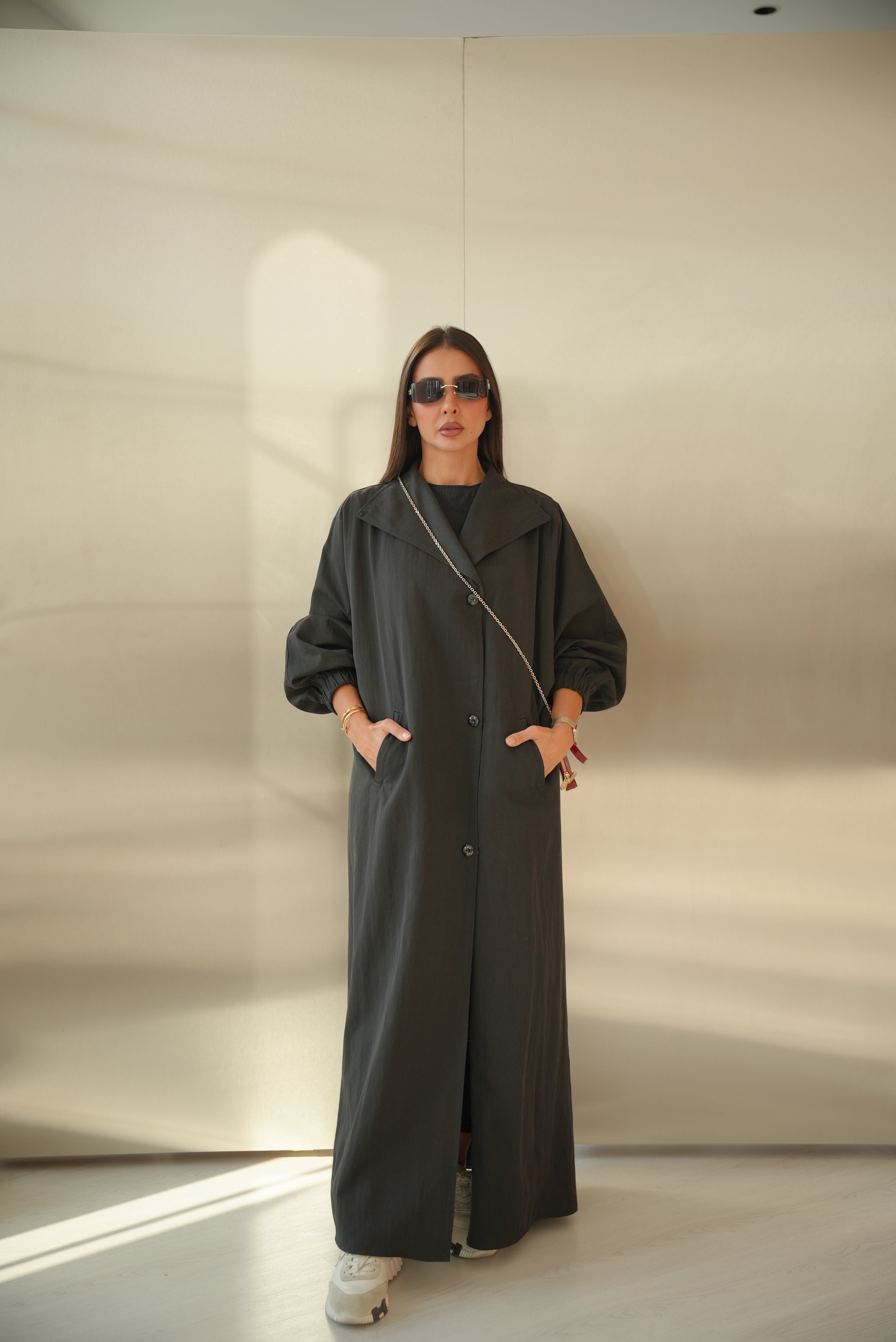 Black Trench Coat Abaya-2014