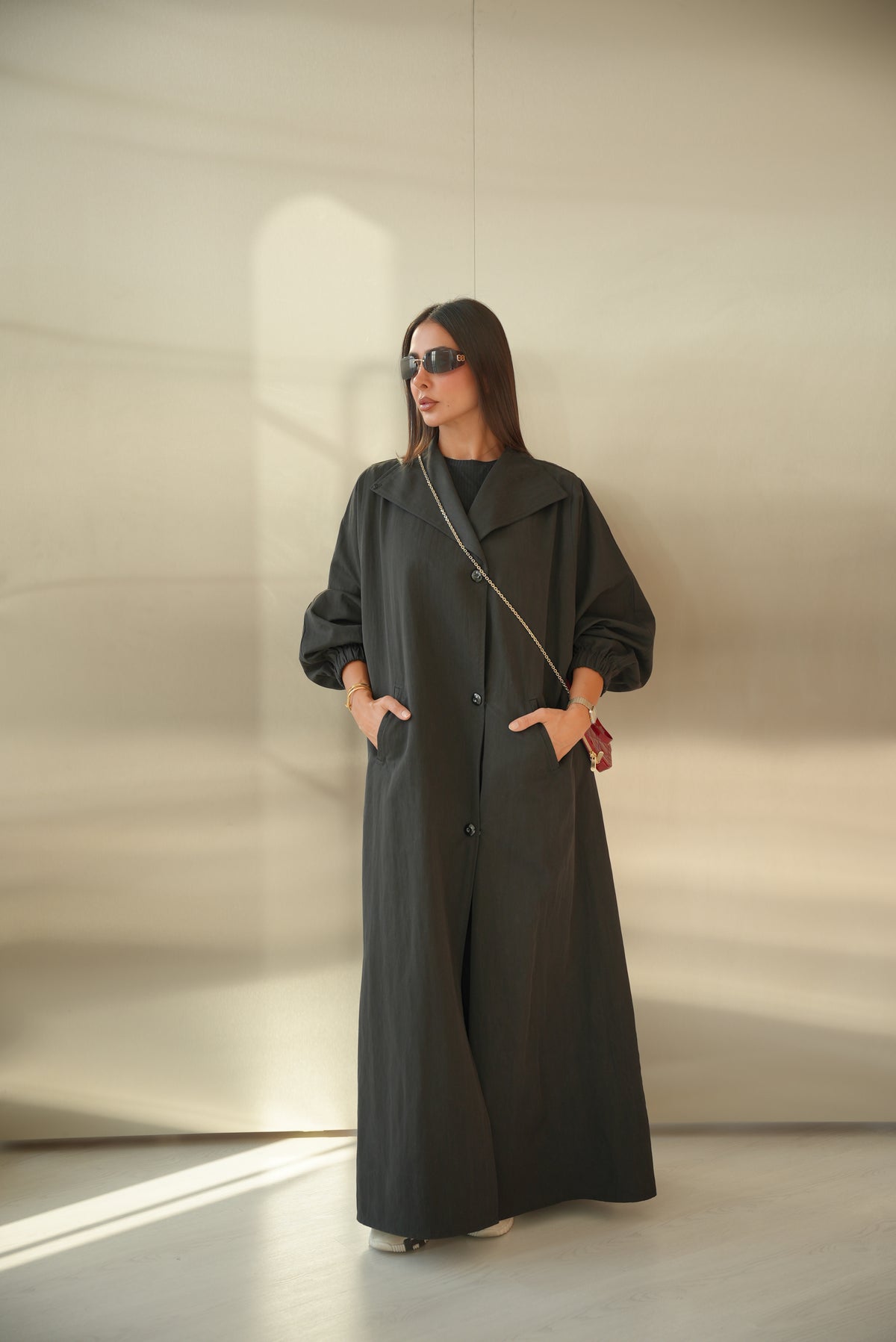 Black Trench Coat Abaya-2014
