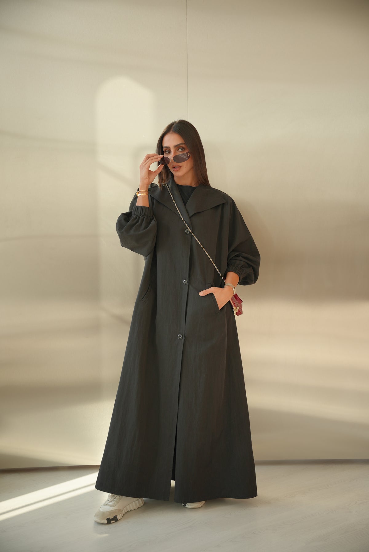 Black Trench Coat Abaya-2014