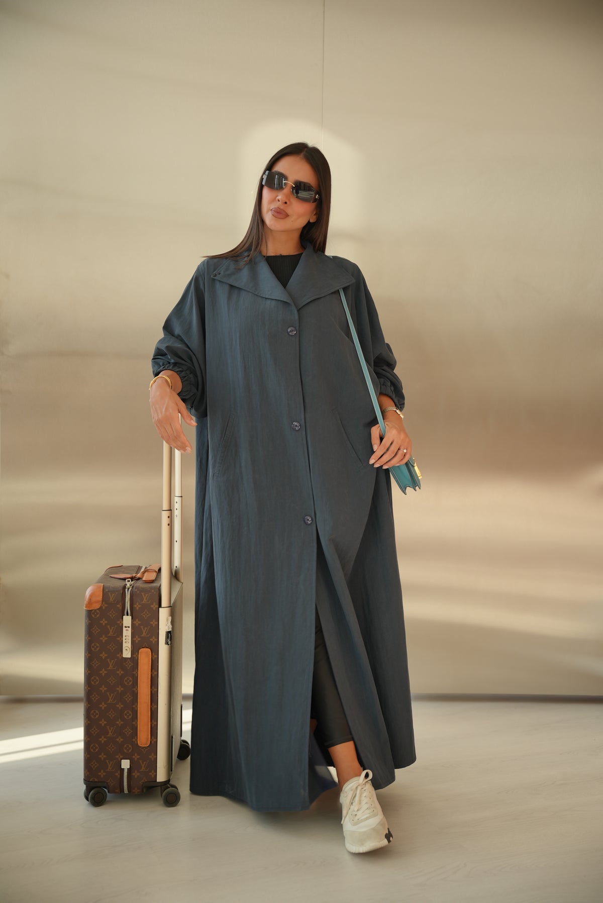 Navy Trench Coat Abaya -2013