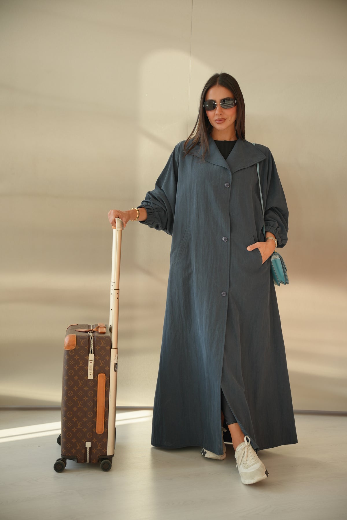 Navy Trench Coat Abaya -2013