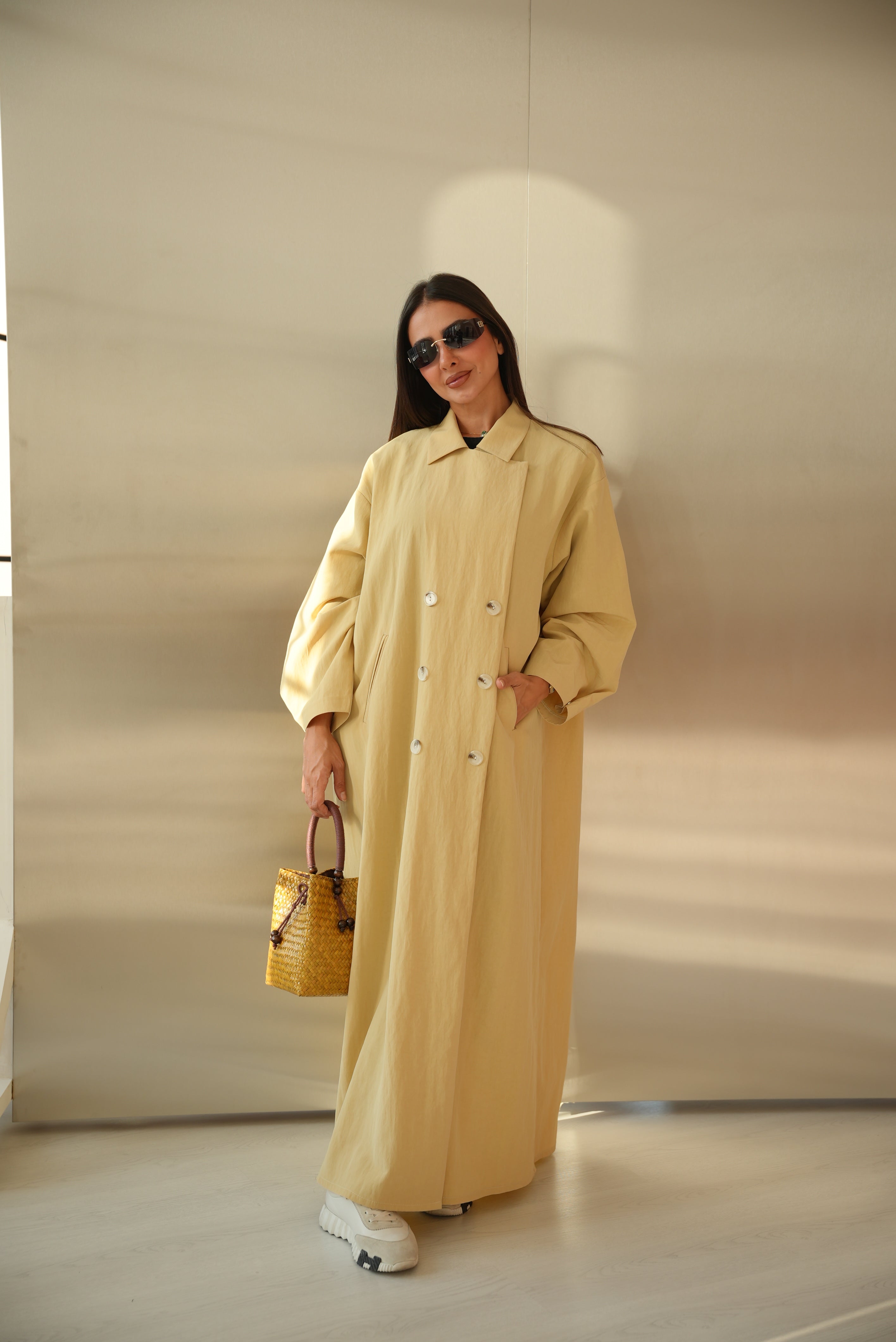 Lemon Trench Coat Abaya-2015