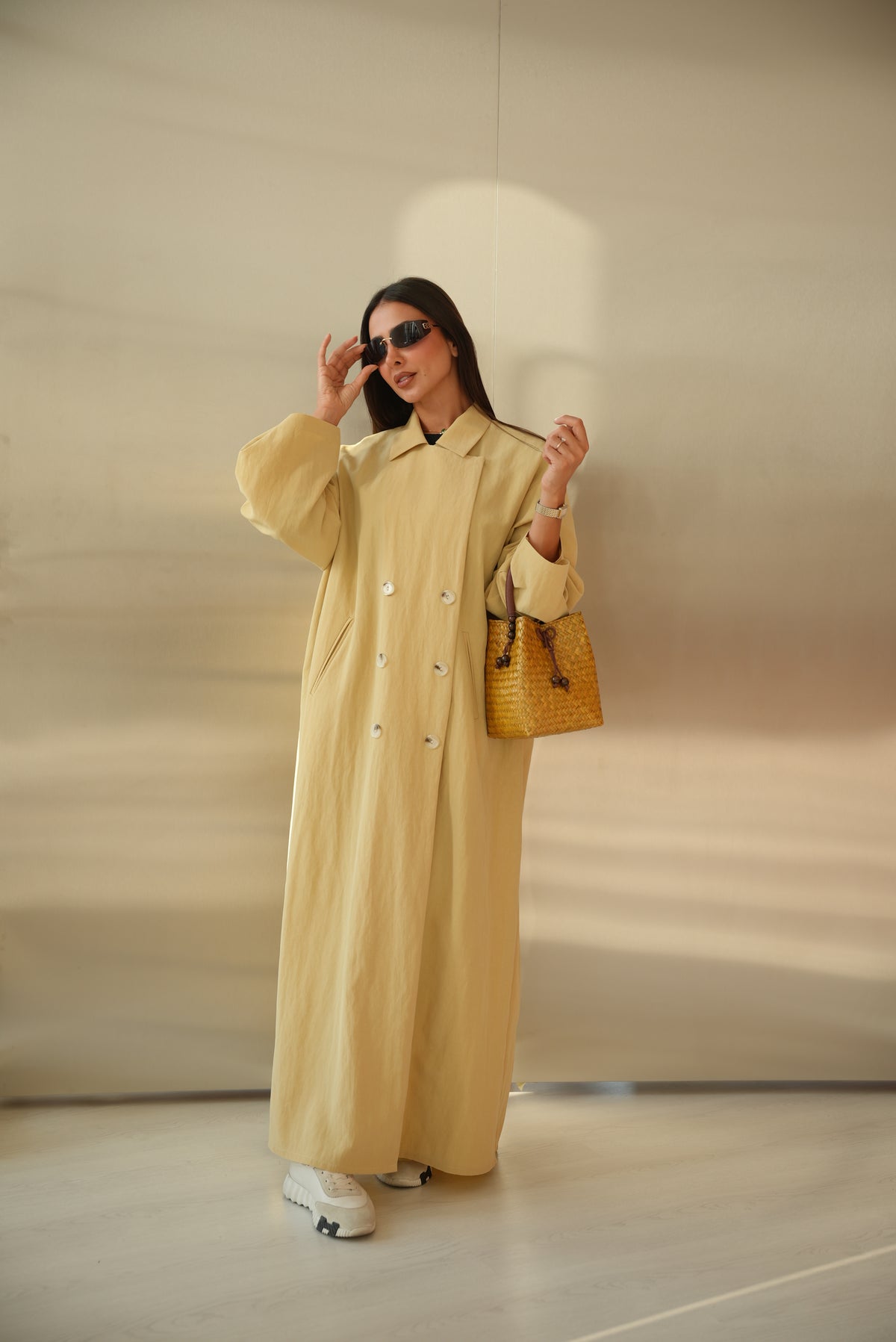 Lemon Trench Coat Abaya-2015