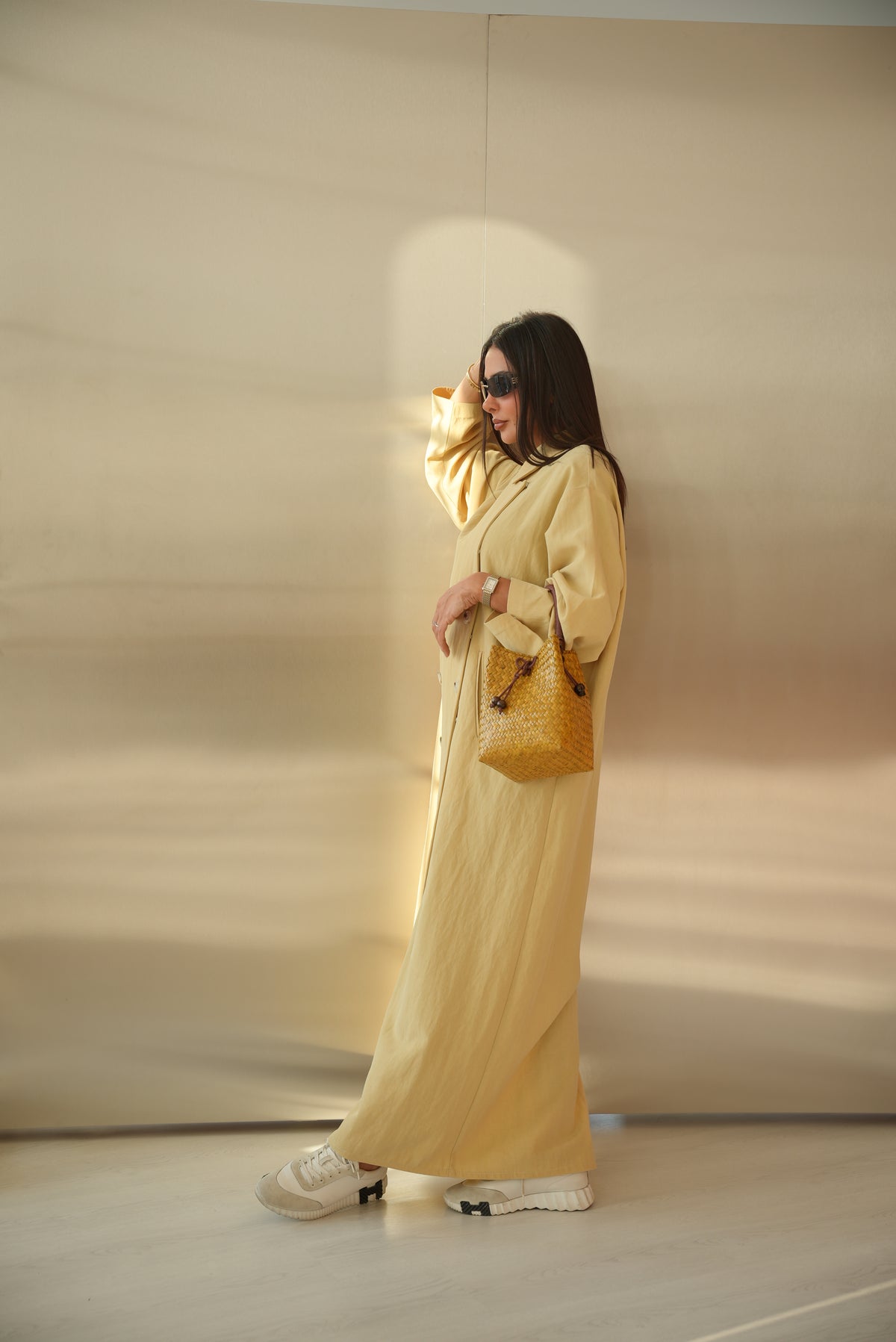 Lemon Trench Coat Abaya-2015