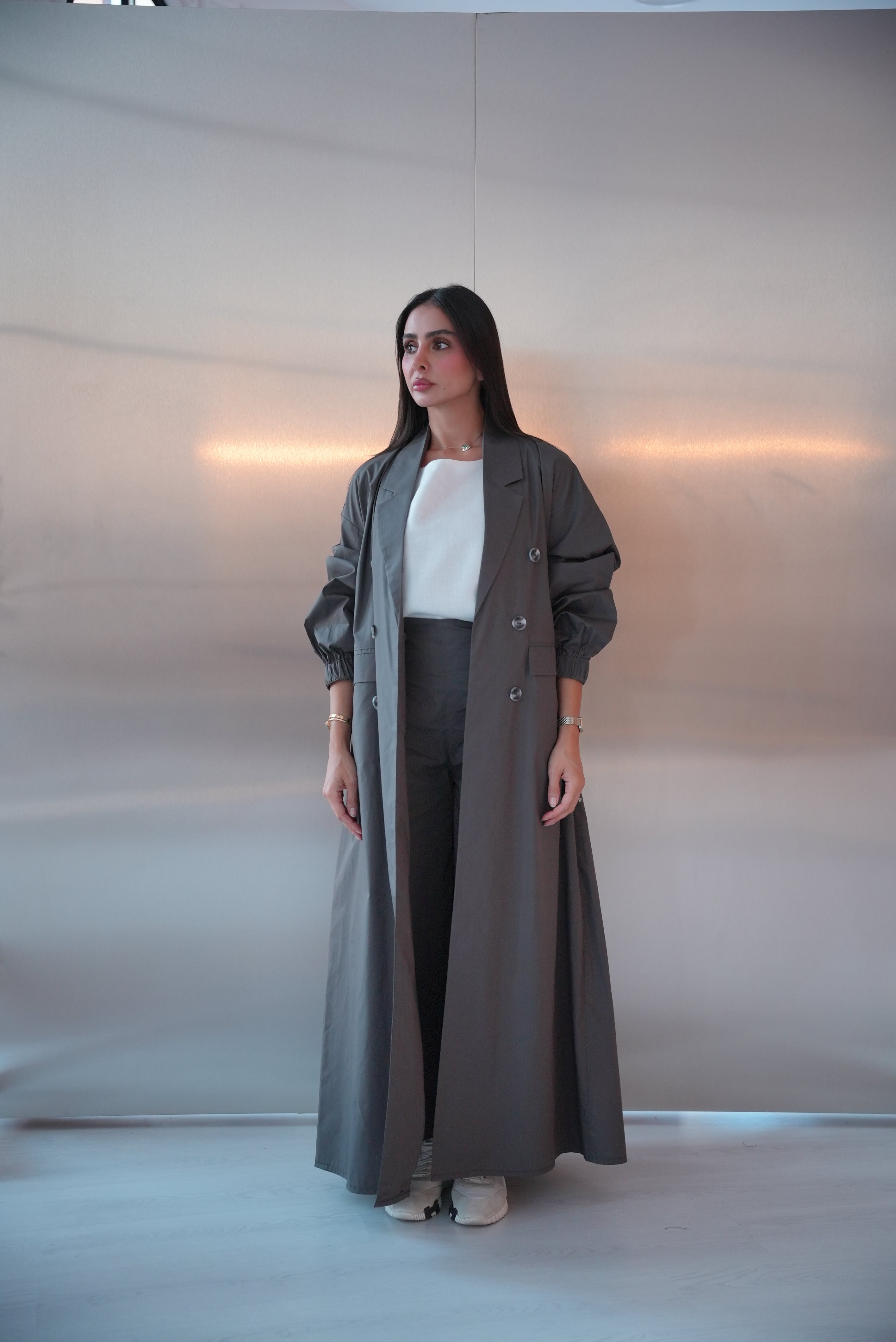Grey Trench Coat Abaya-1960
