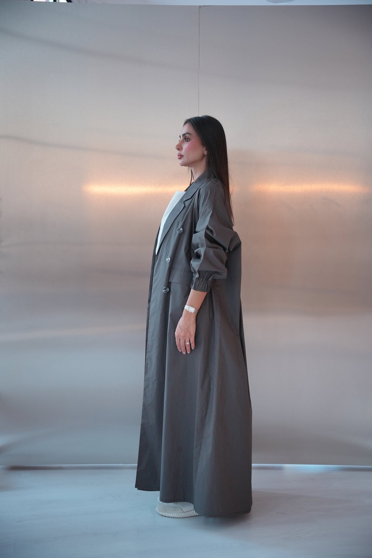 Grey Trench Coat Abaya-1960