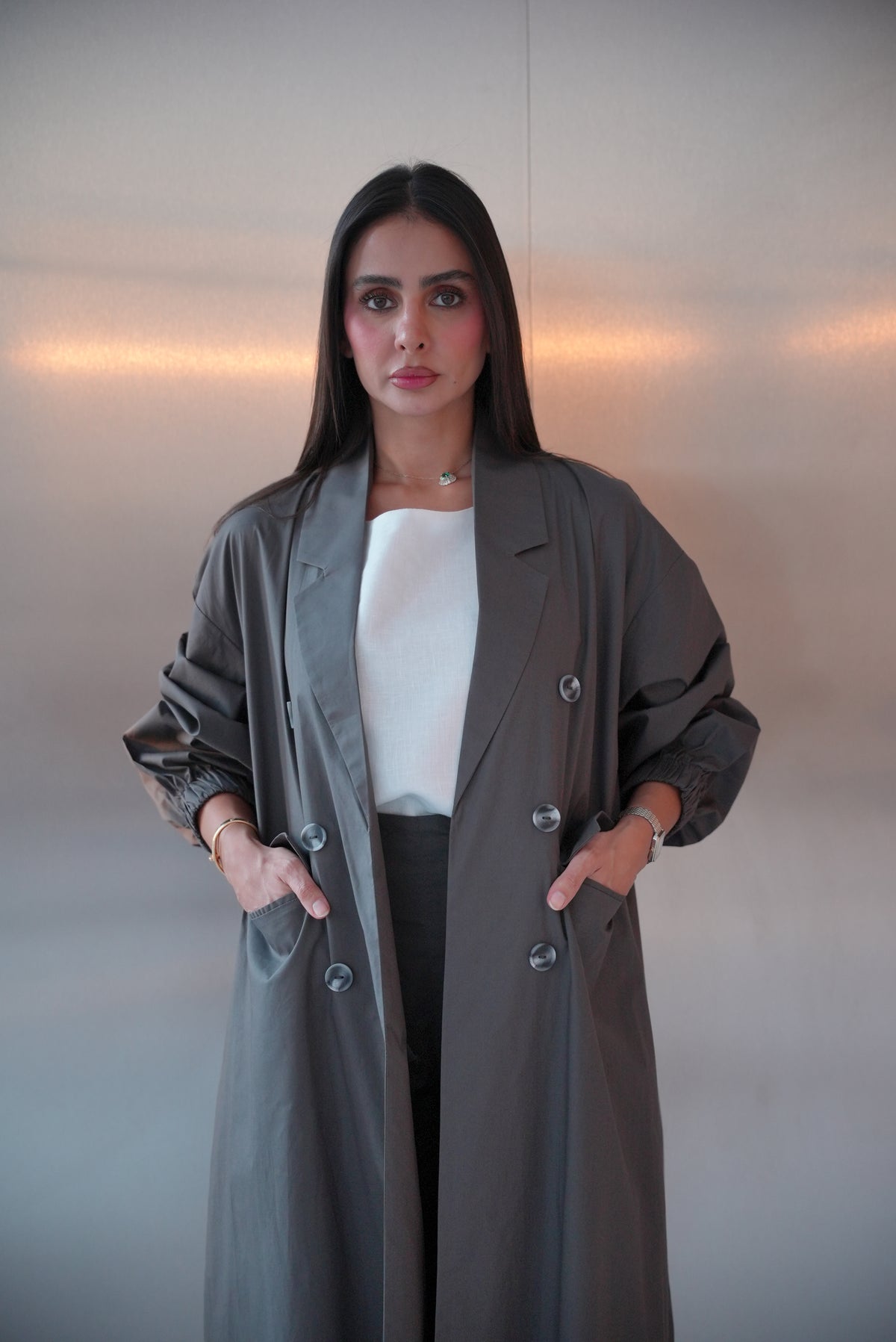Grey Trench Coat Abaya-1960