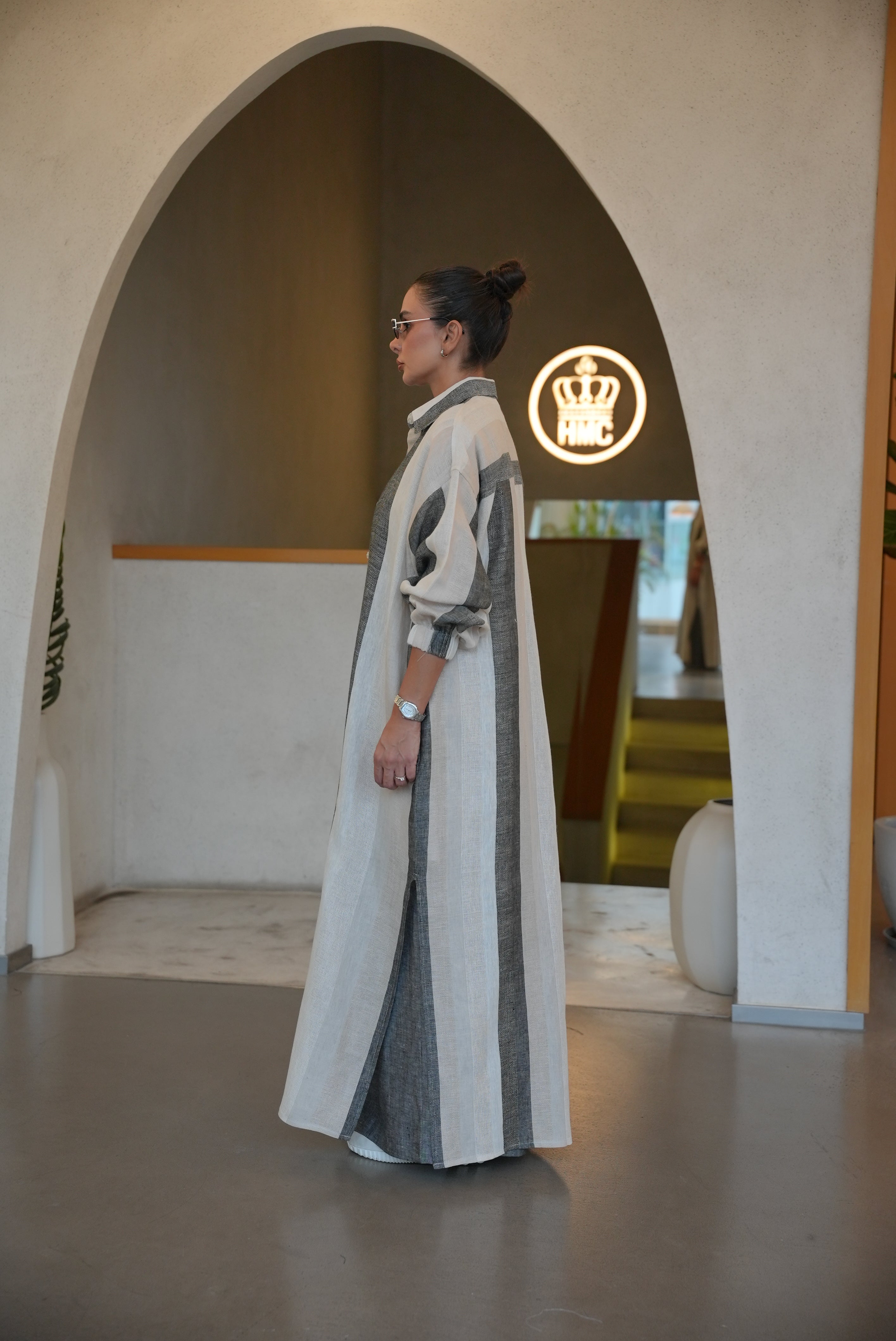 GREY LINEN BLOUSE AND PANTS INNER SET-2003