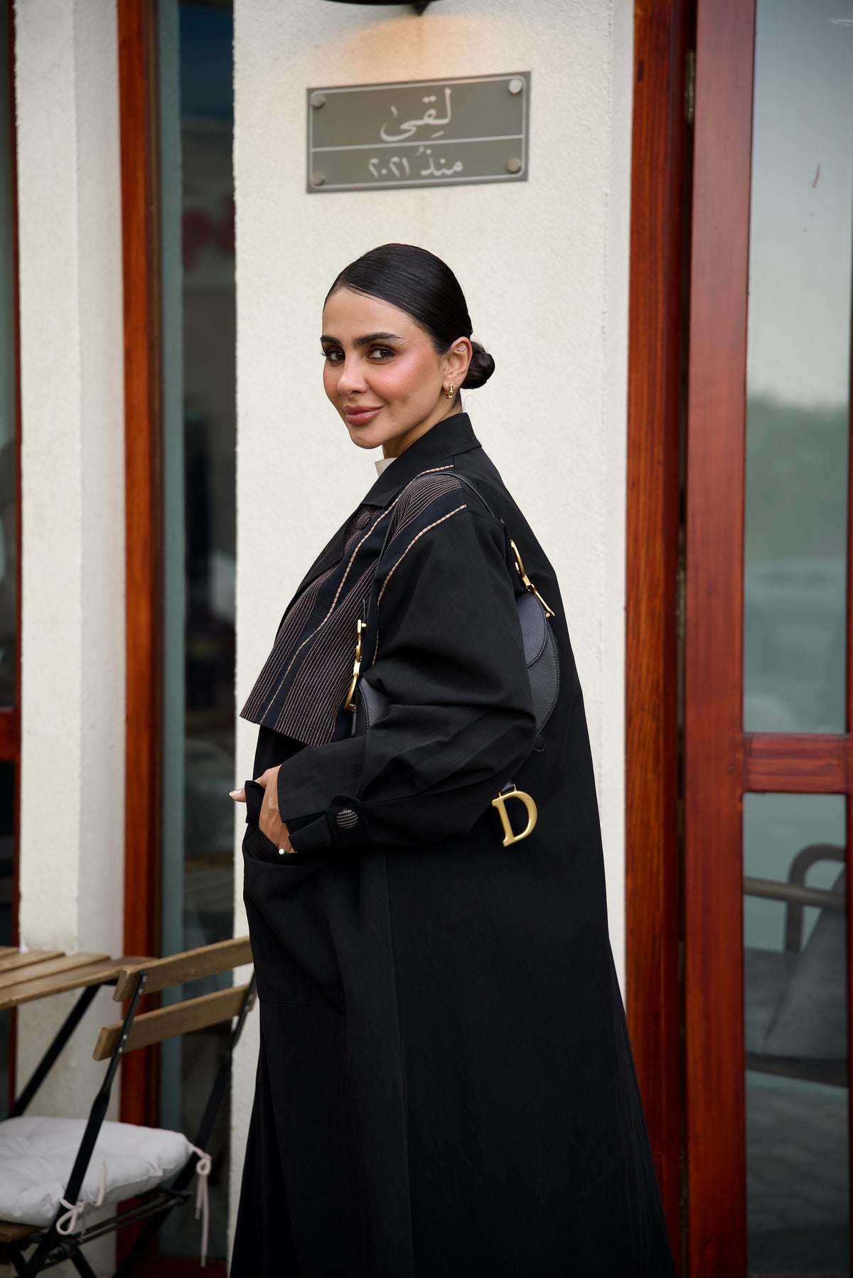 Black Trench Coat Abaya Set (Full set)-2024