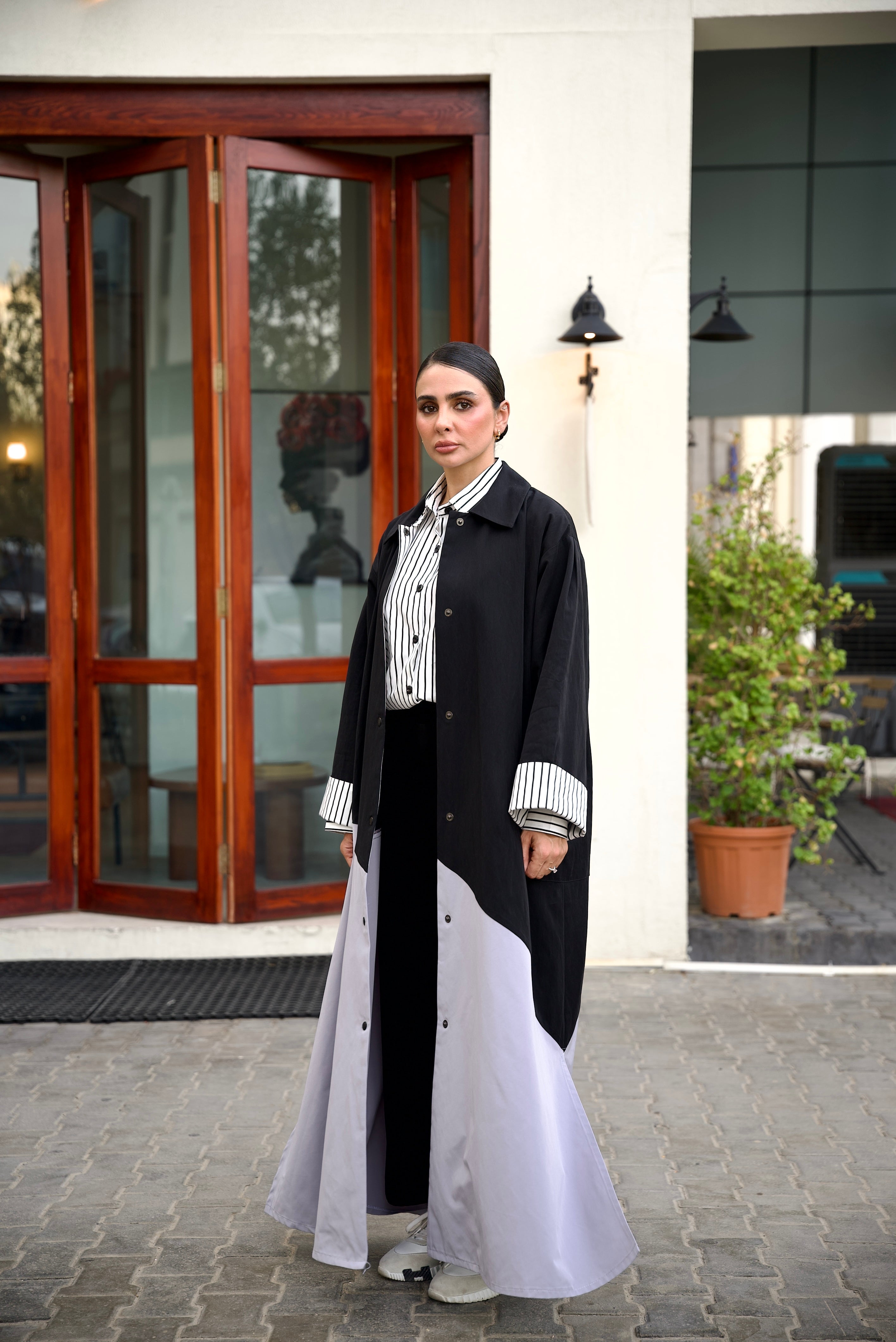 Black & Grey Trench Coat Workwear Set (FULL SET)-2023