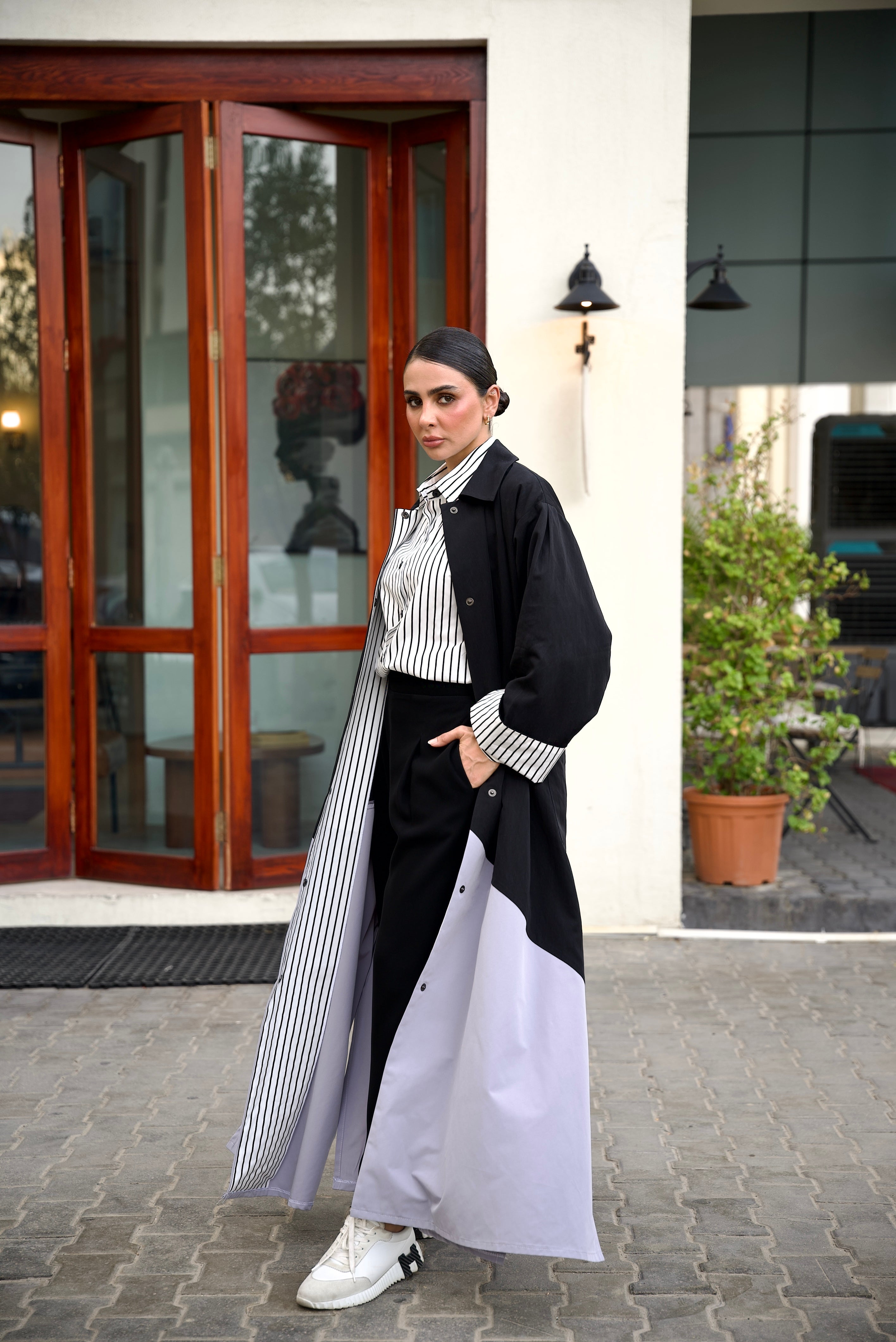 Black & Grey Trench Coat Workwear Set (FULL SET)-2023