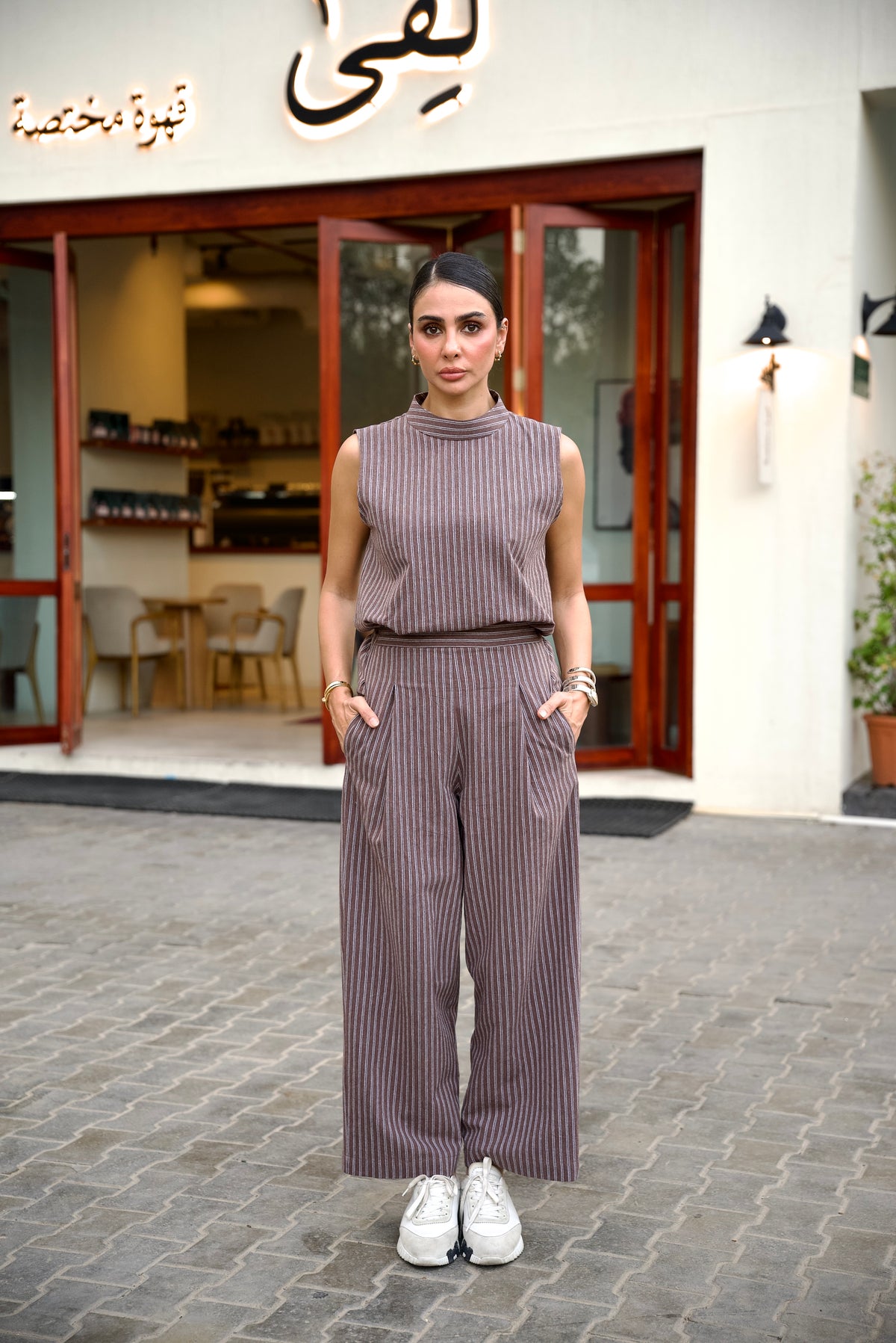 Brown Striped Linen Set – 2026