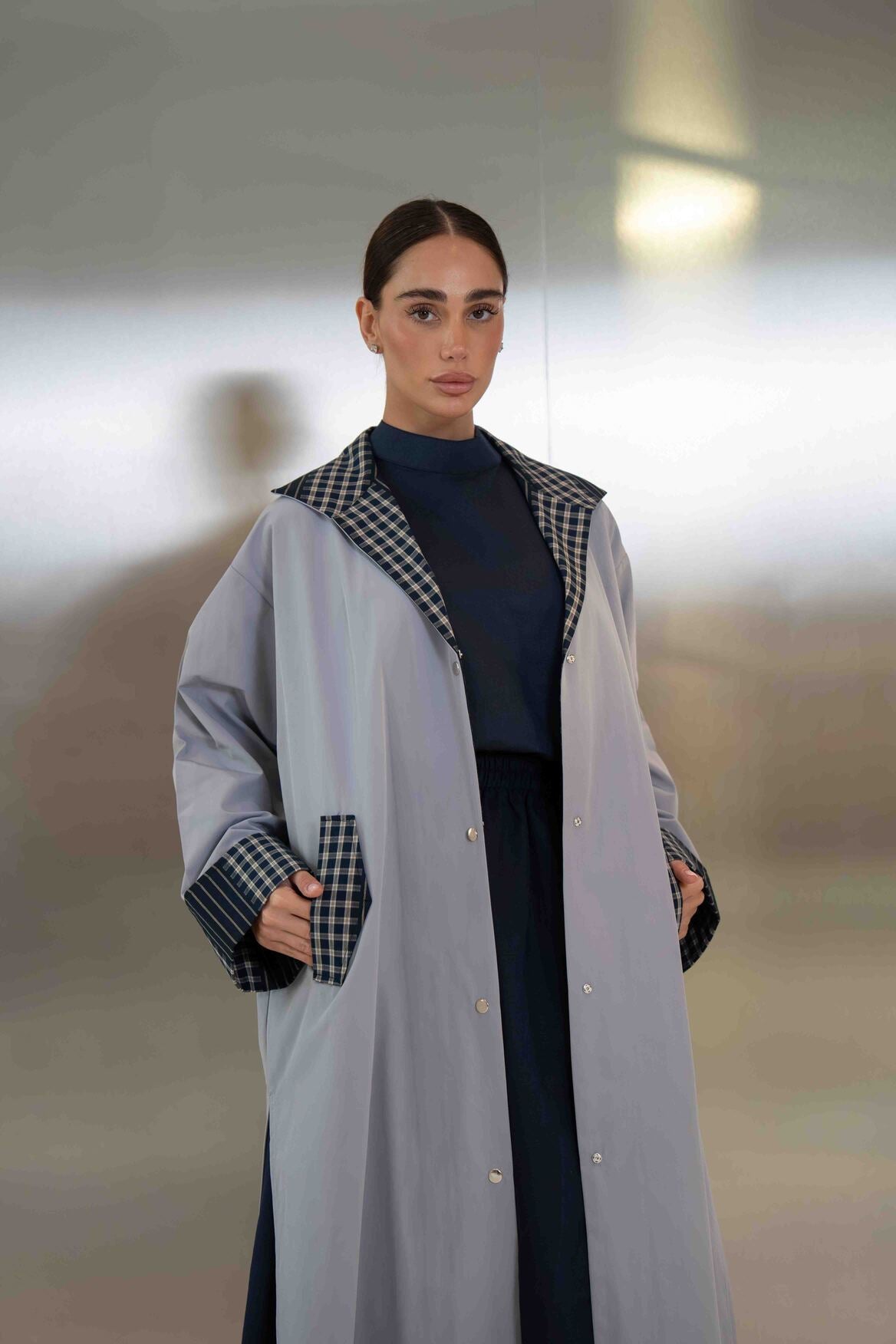 Grey Trench Coat Abaya – 2064