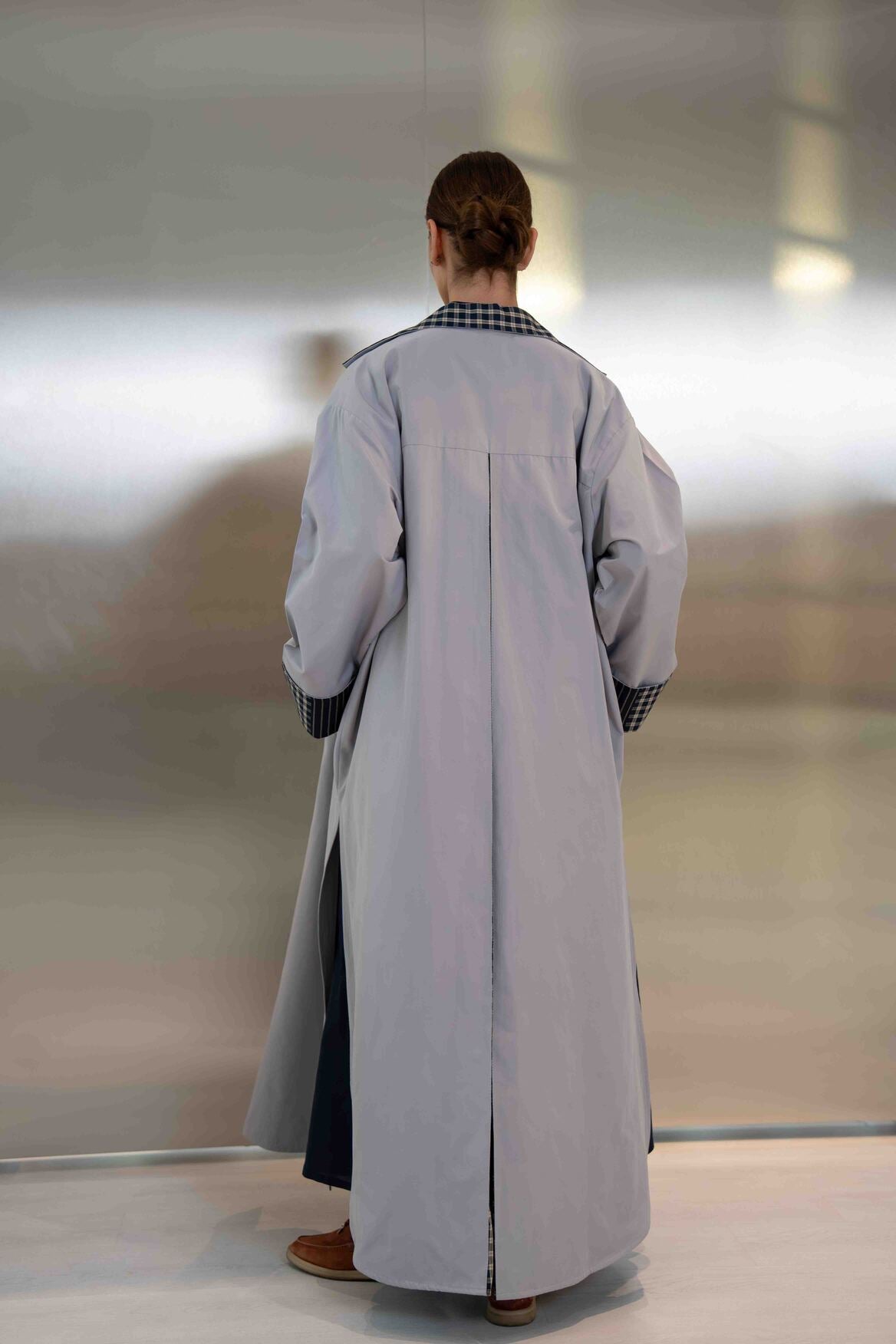 Grey Trench Coat Abaya – 2064