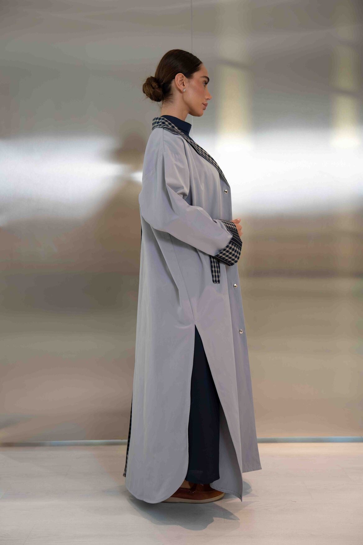 Grey Trench Coat Abaya – 2064