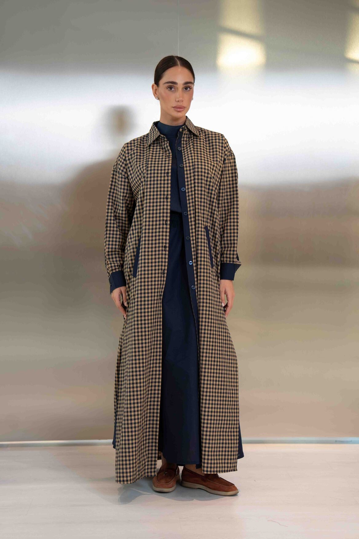 Checked Cotton Abaya – 2050