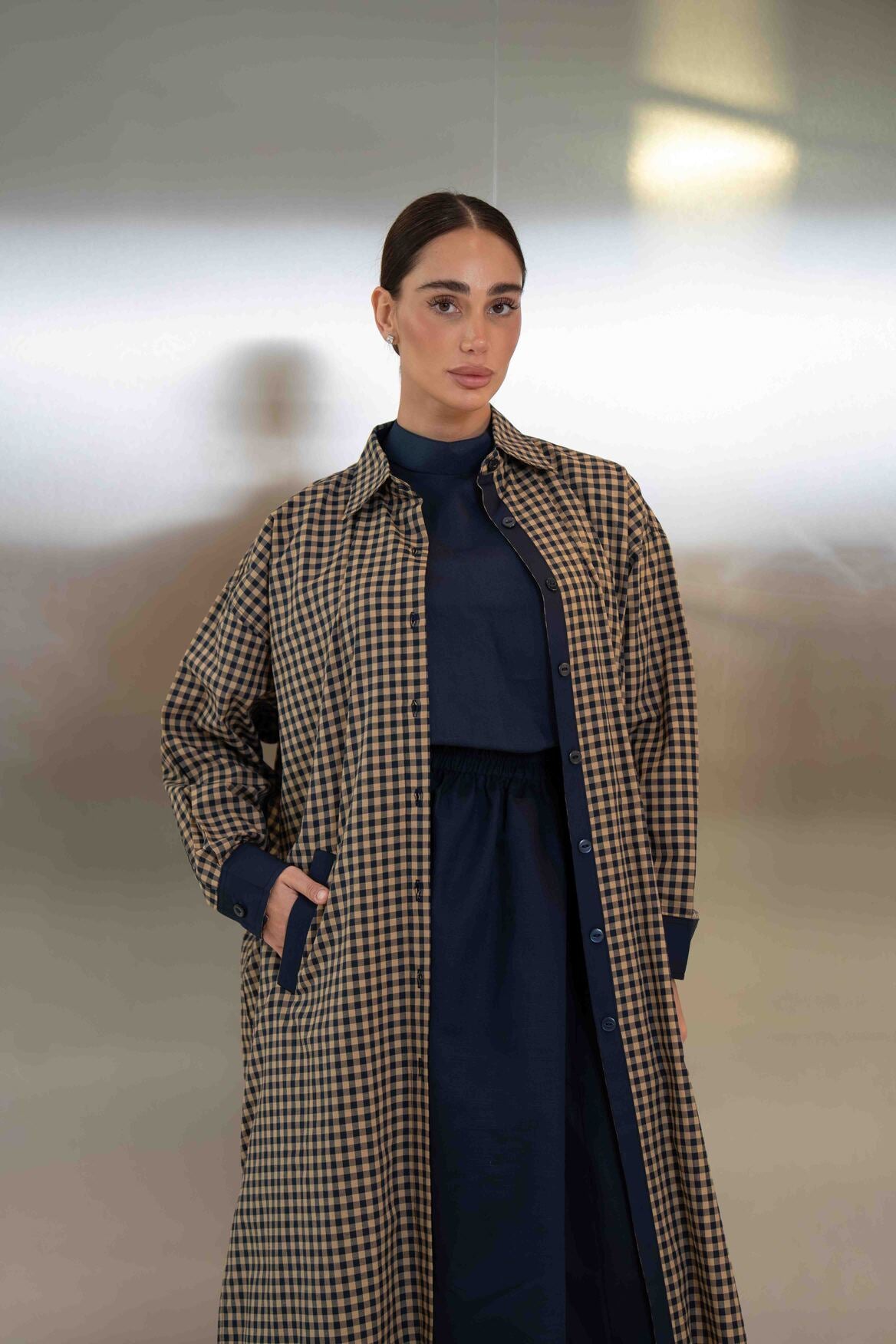 Checked Cotton Abaya – 2050