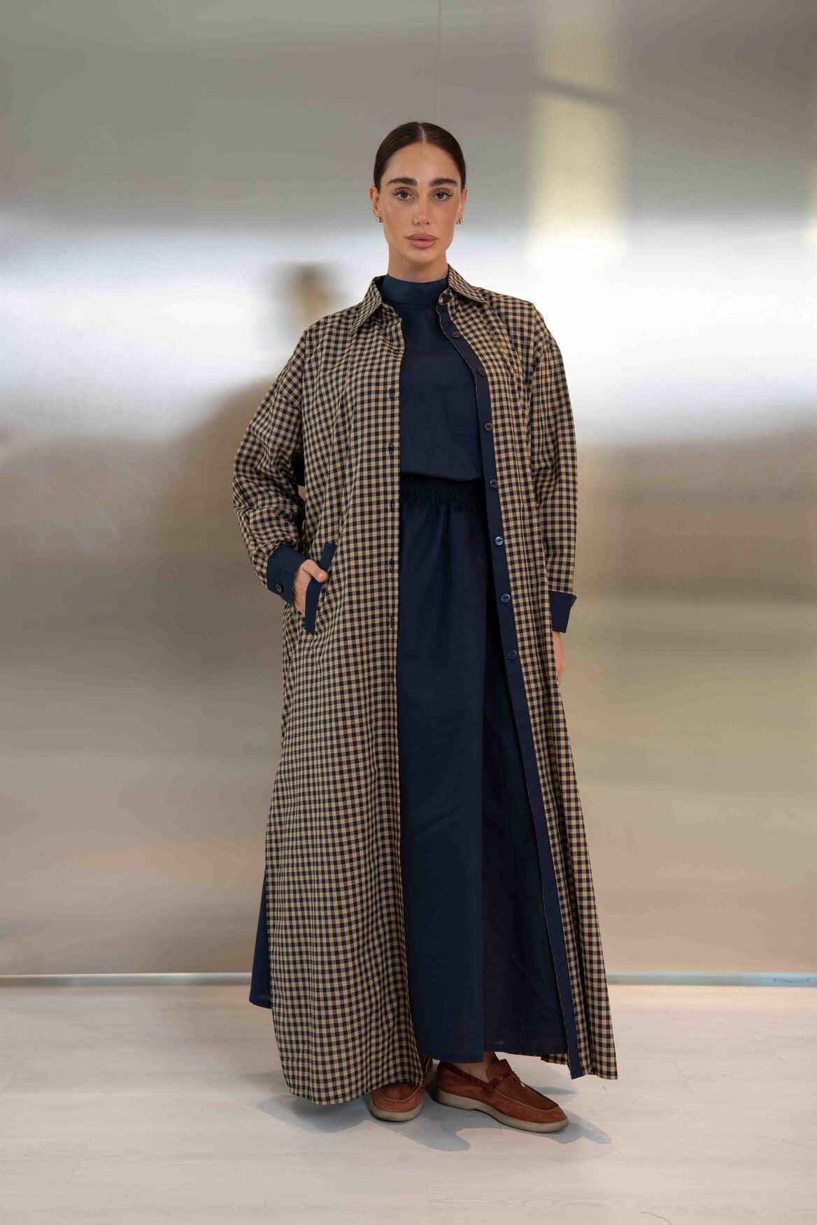 Checked Cotton Abaya – 2050