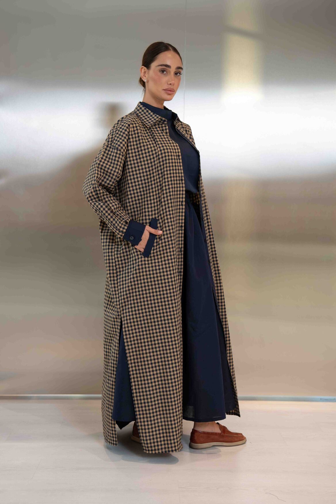 Checked Cotton Abaya – 2050