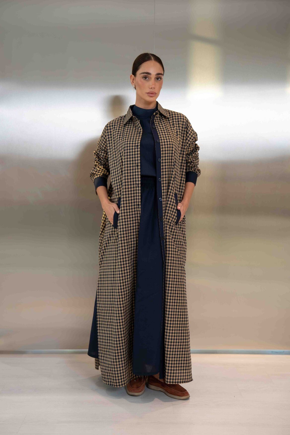 Checked Cotton Abaya – 2050