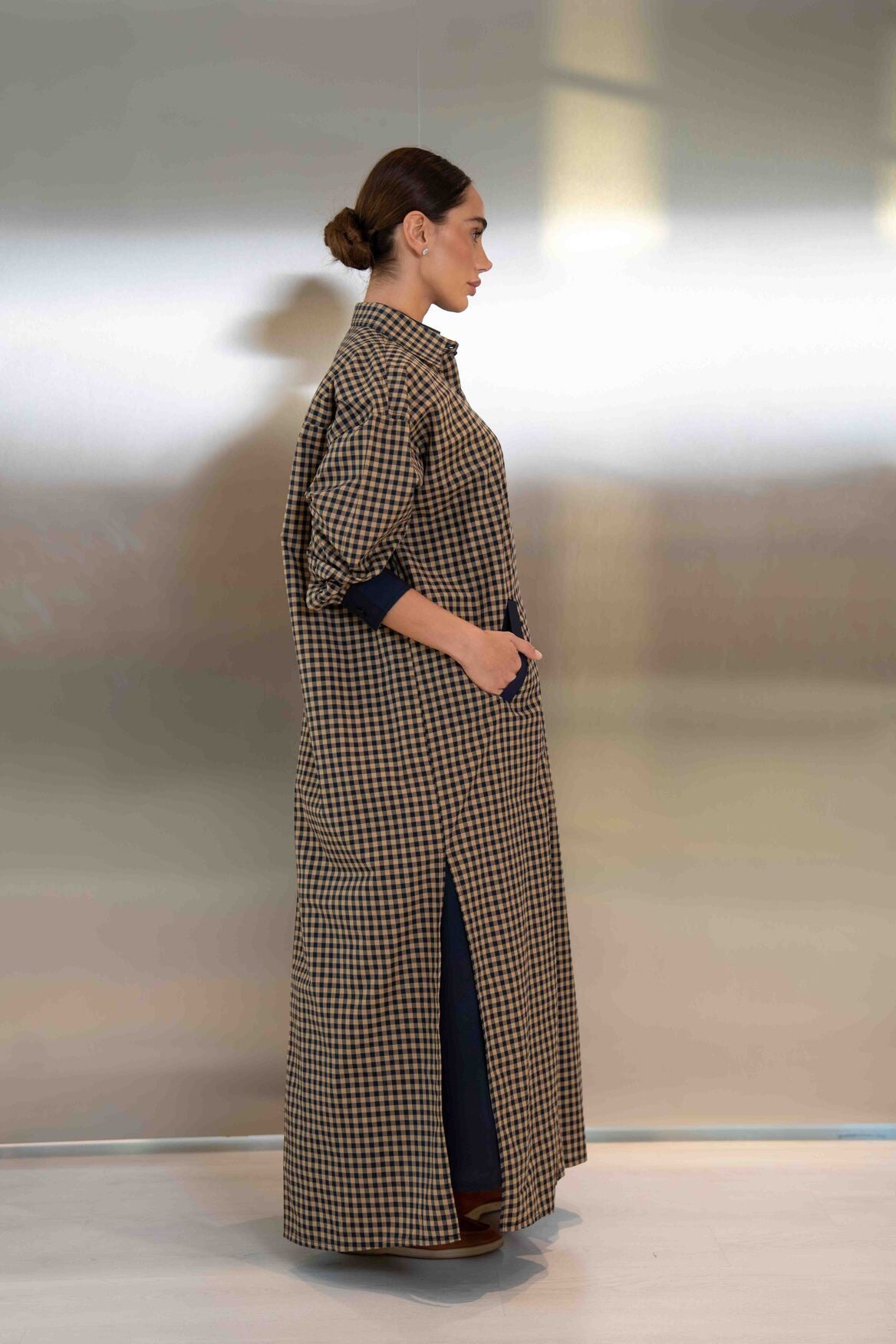 Checked Cotton Abaya – 2050