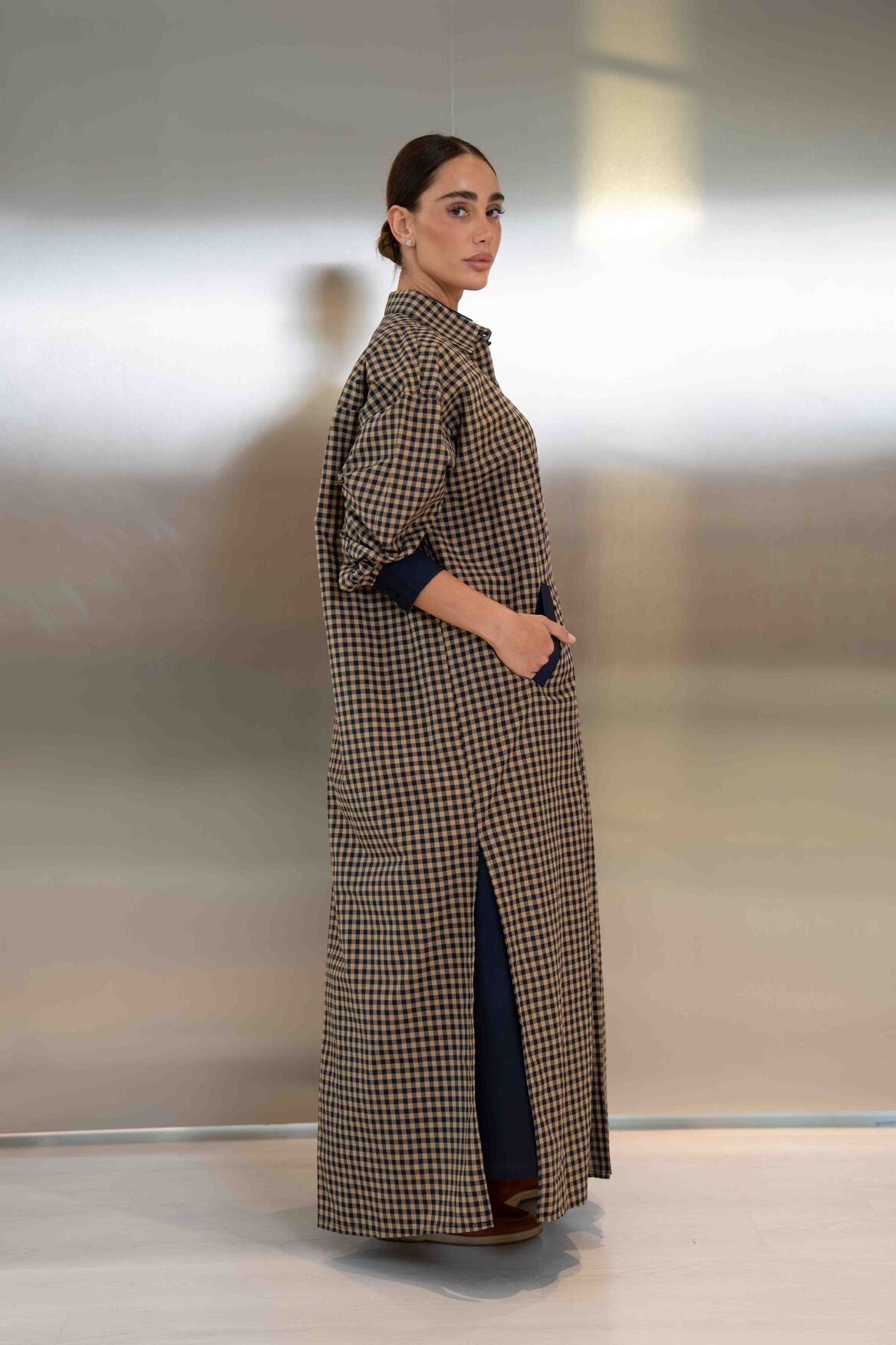 Checked Cotton Abaya – 2050