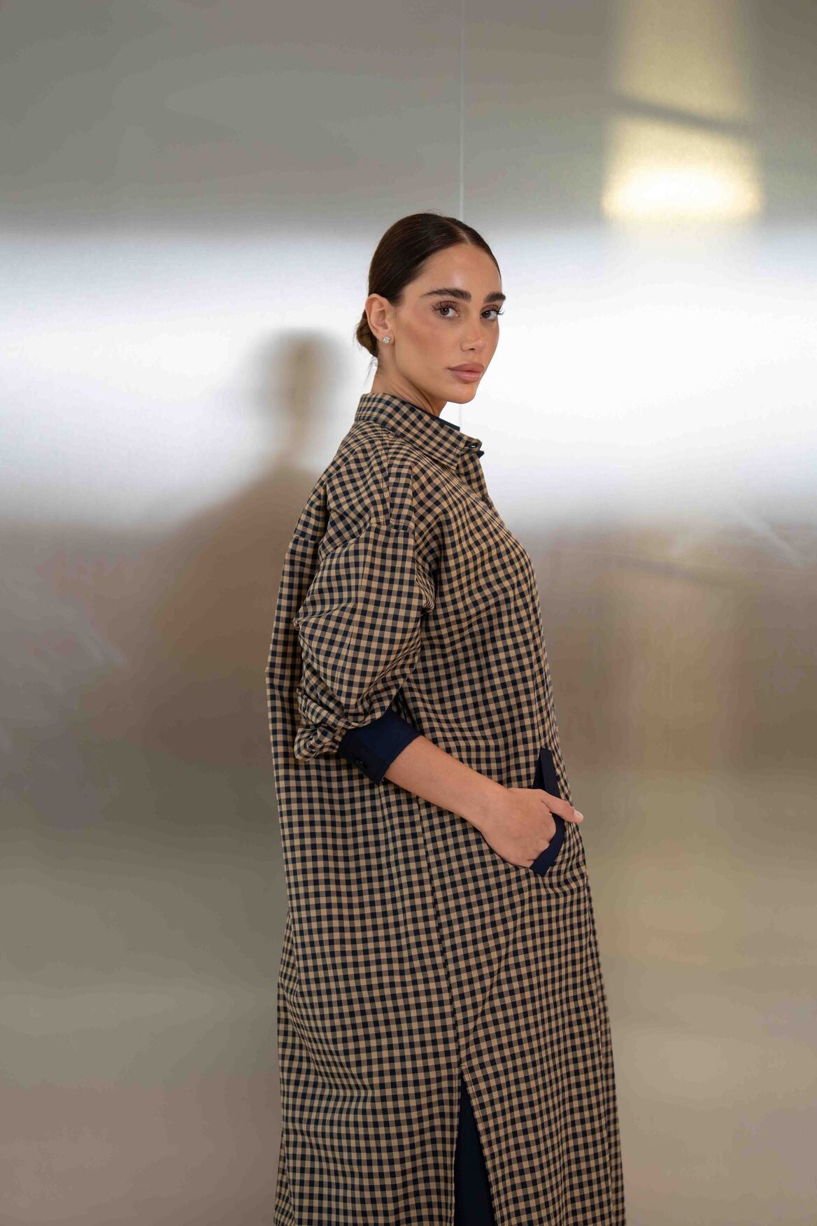 Checked Cotton Abaya – 2050