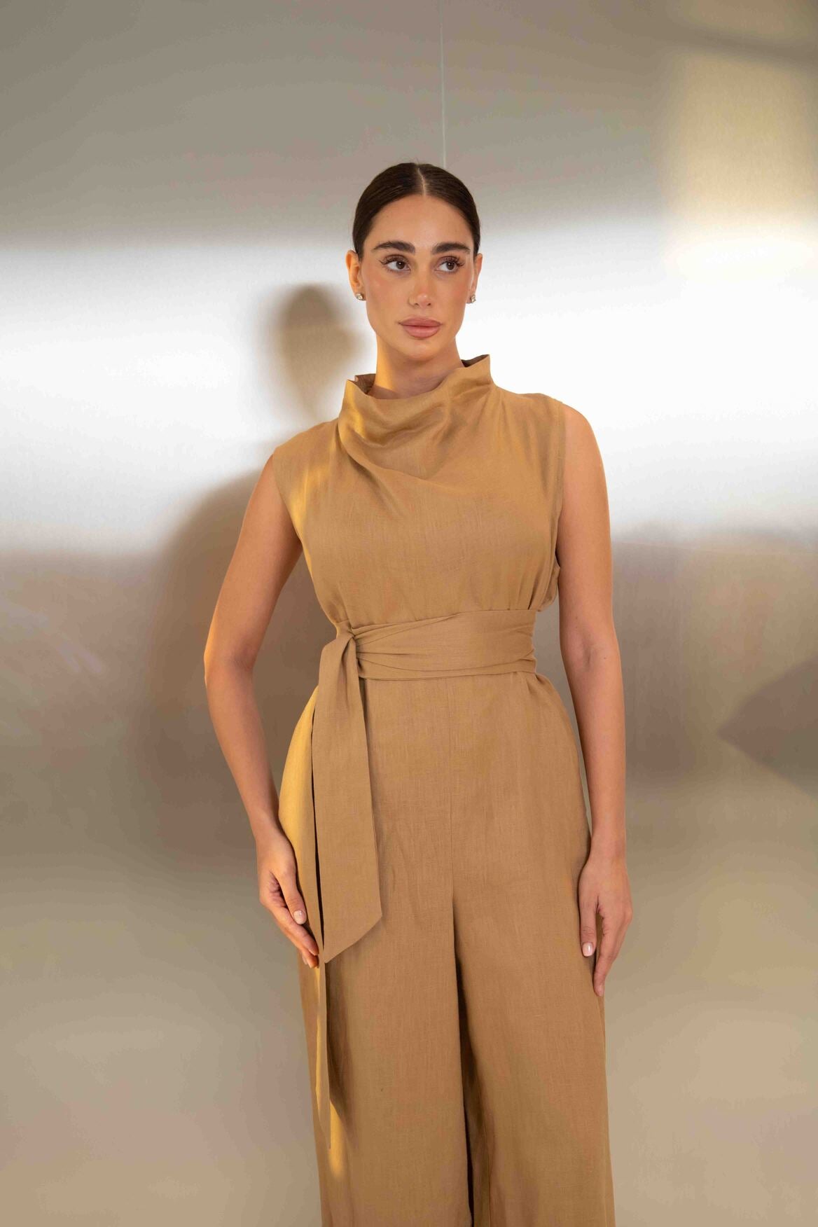 Beige Linen Jumpsuit – 2059