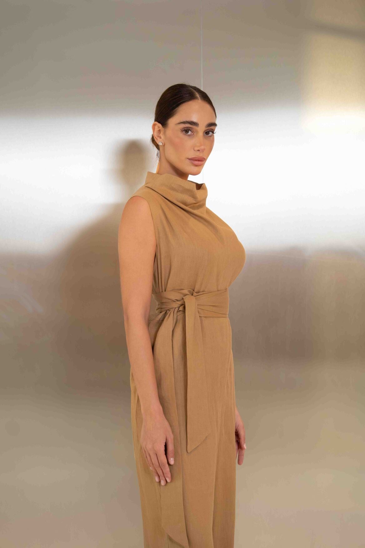 Beige Linen Jumpsuit – 2059