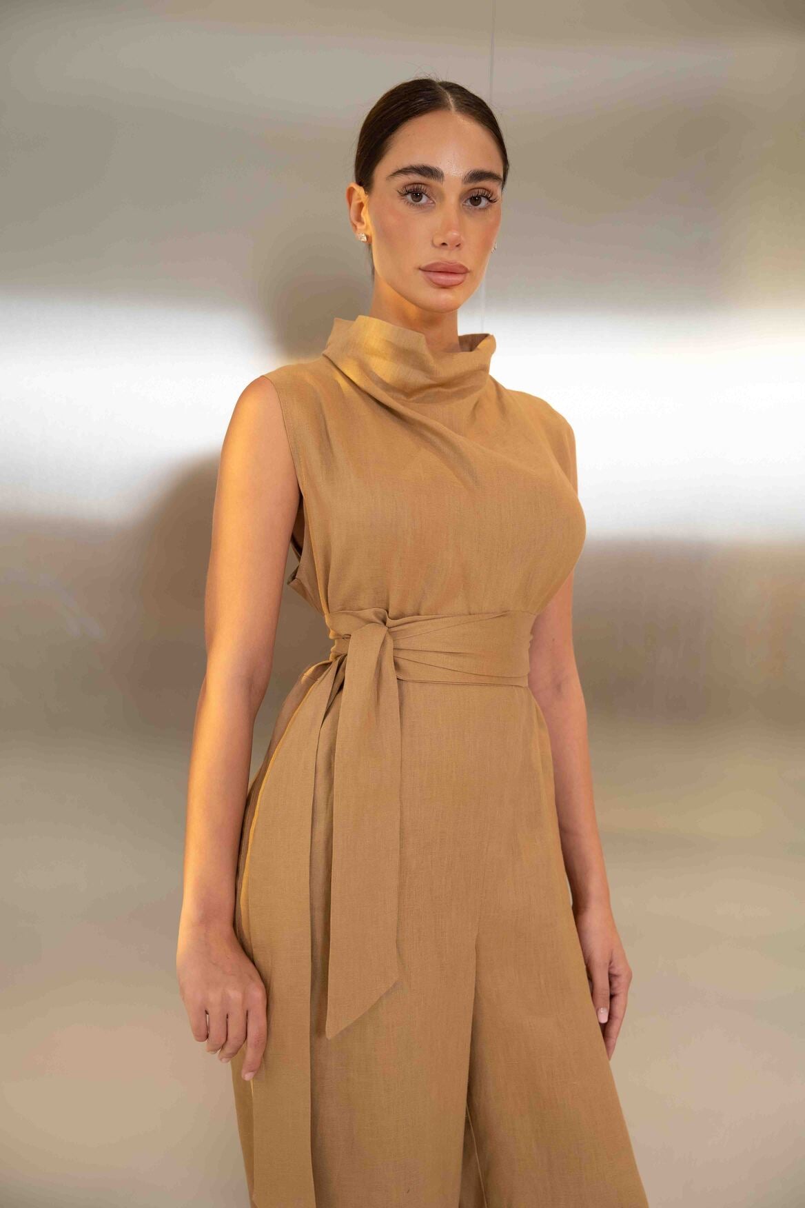 Beige Linen Jumpsuit – 2059