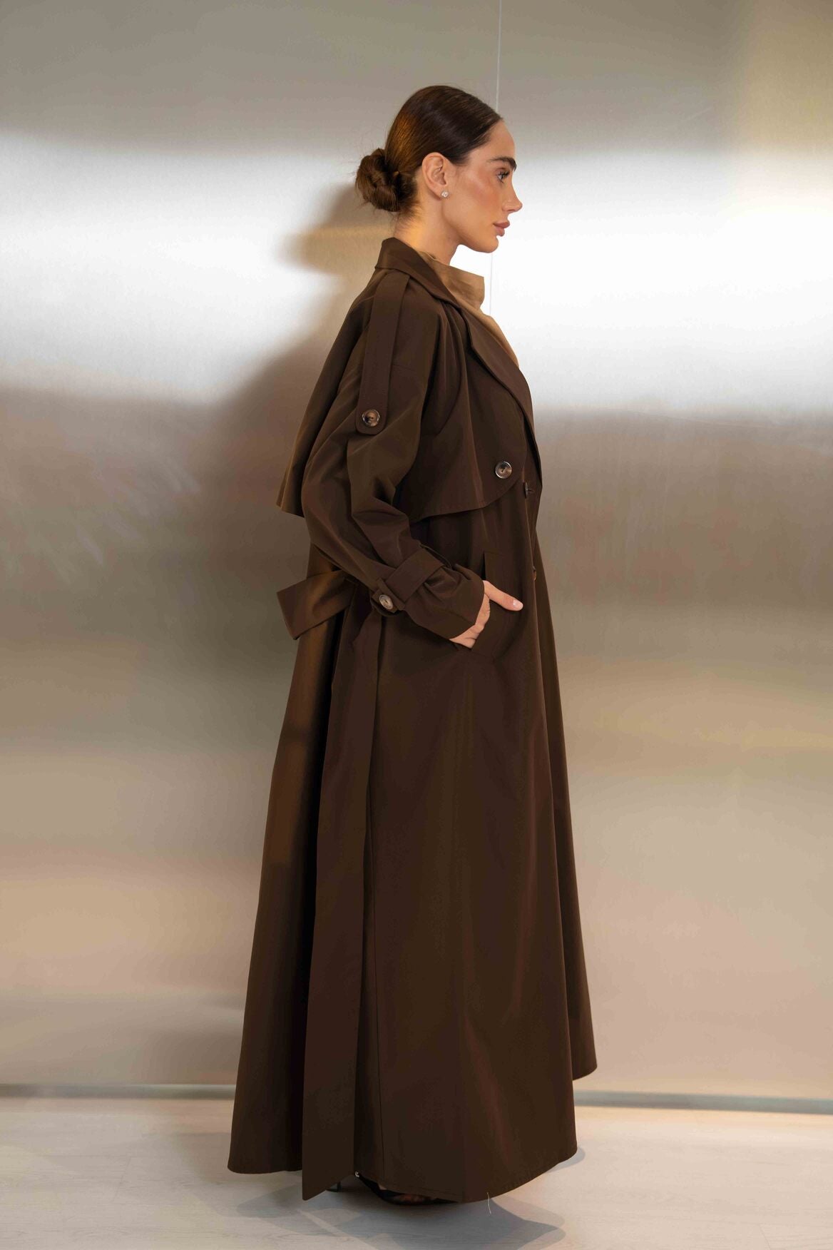 Brown Trench Coat Abaya - 2048